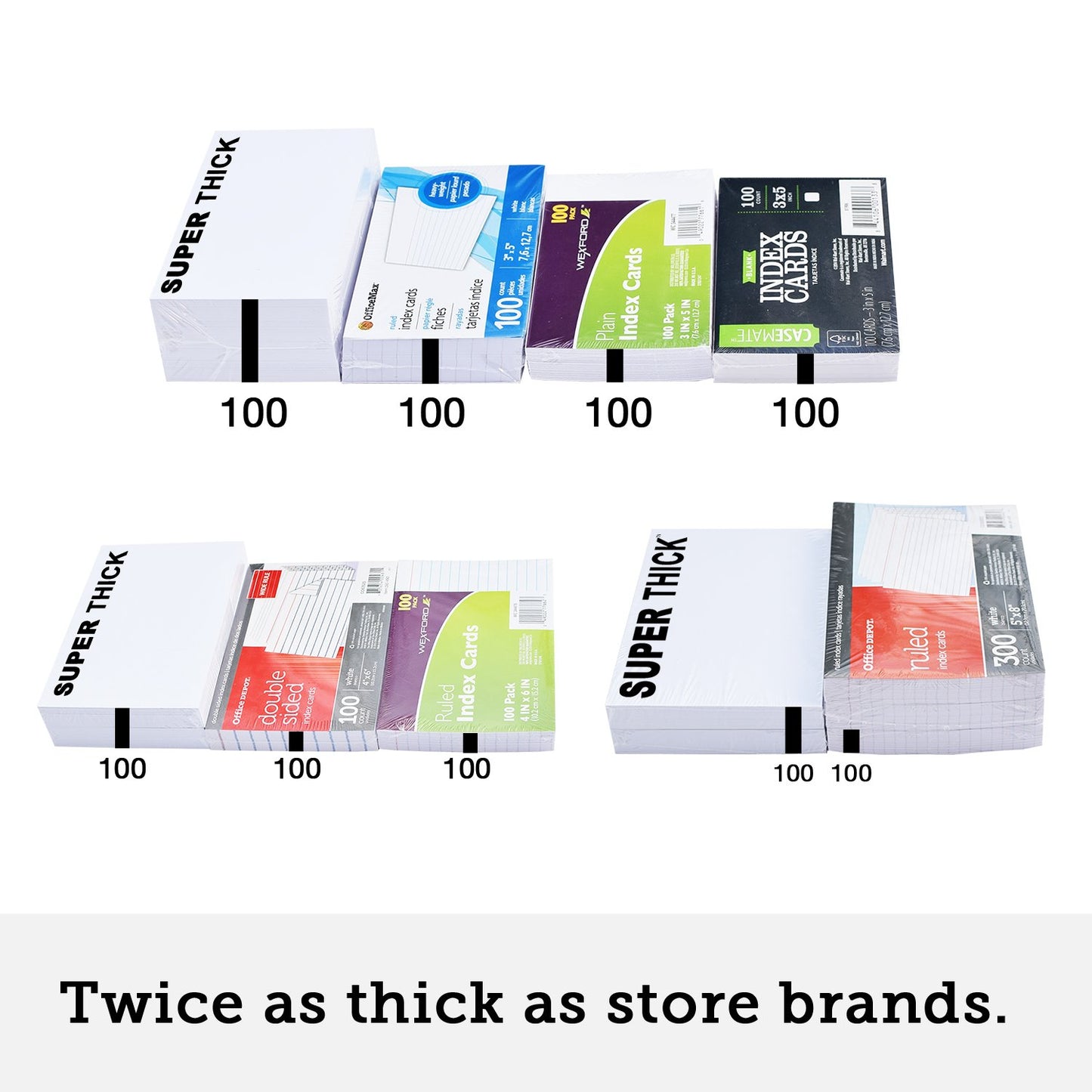 1,000 SUPER THICK index cards / 4"x6" / 17pt (0.017") 130lb / blank un-ruled/archival acid-free in