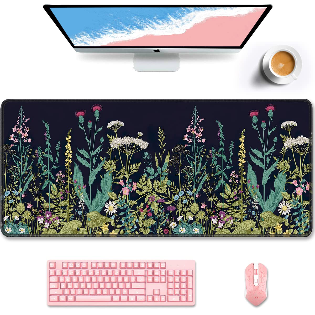 Auhoahsil Desk Pad, XXL Large Mouse Pad, Extended Gaming Mousepad, Cute Desk Mat for Women, Big