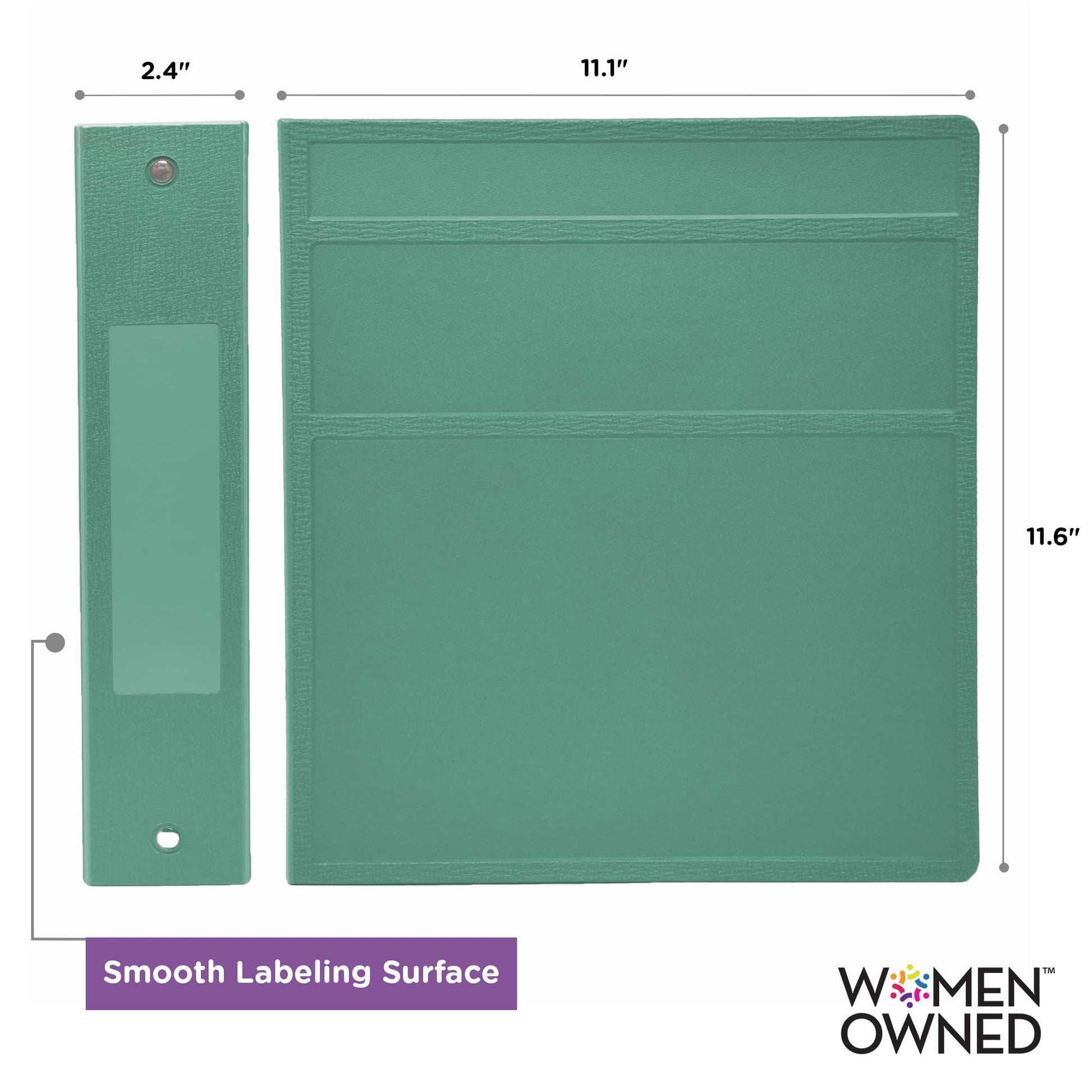 Carstens 2-Inch Heavy Duty 3-Ring Binder - Side Opening, Mint, Durable Plastic, Precision No-Gap