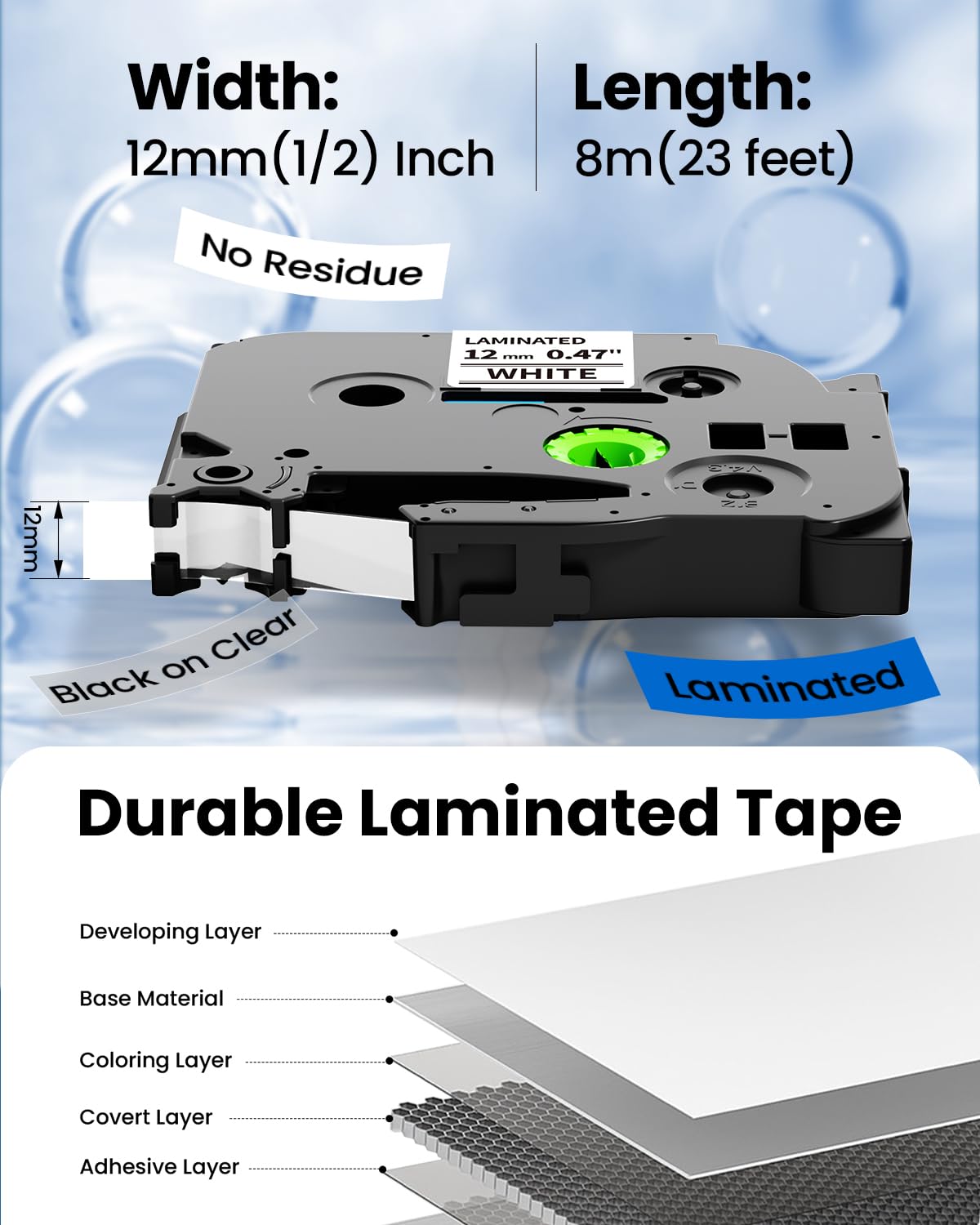 Label Maker Tape Compatible with Brother PT-D200 1280 2040 1750 1090 1180