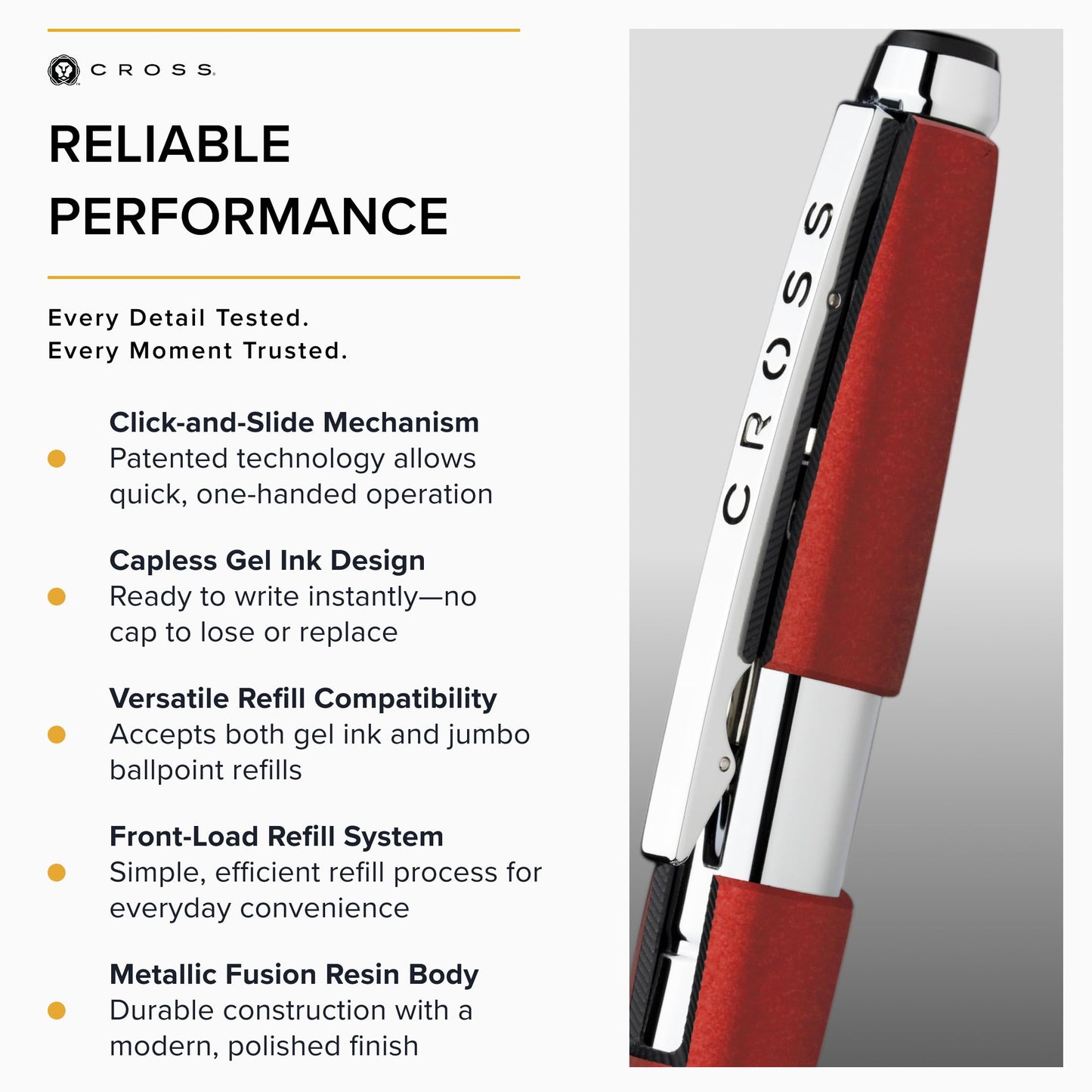 Cross Edge Formula Red Selectip Rollerball Pen, Medium Point, Black Ink