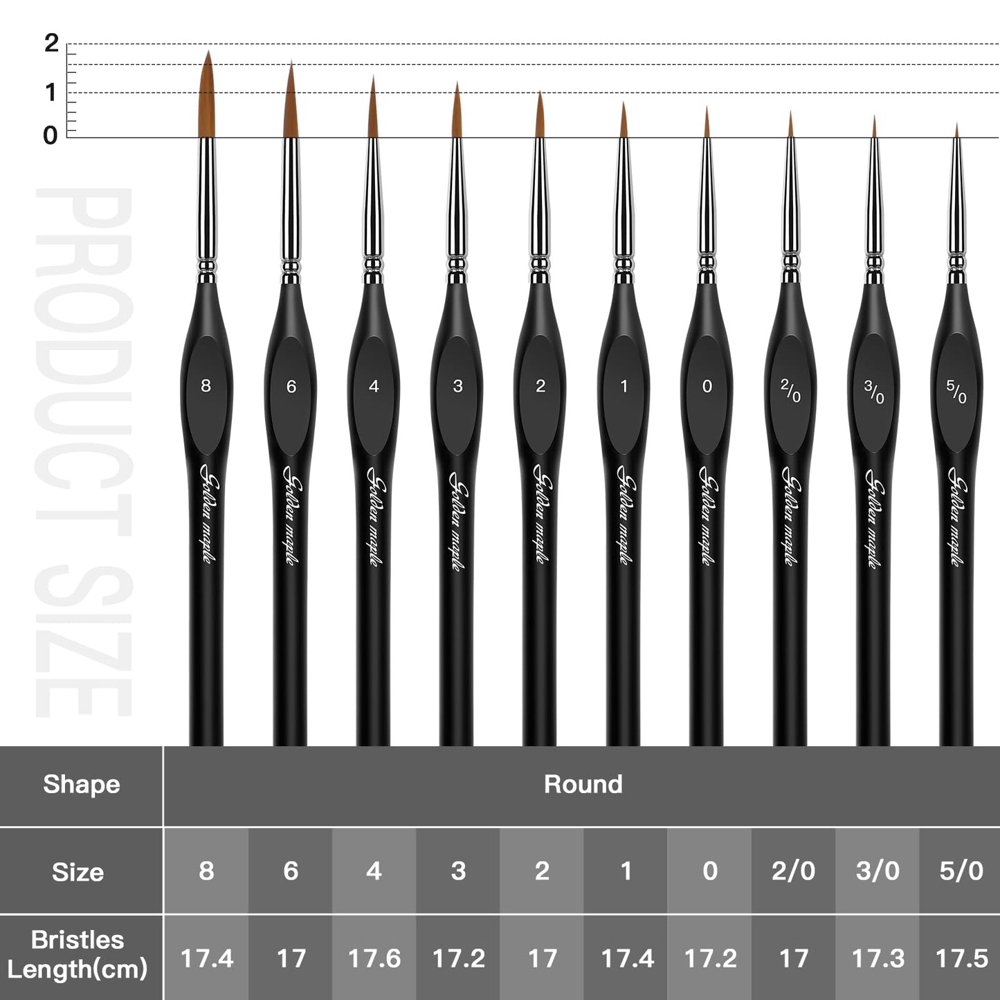 Golden Maple Detail Paint Brushes Set 10pcs