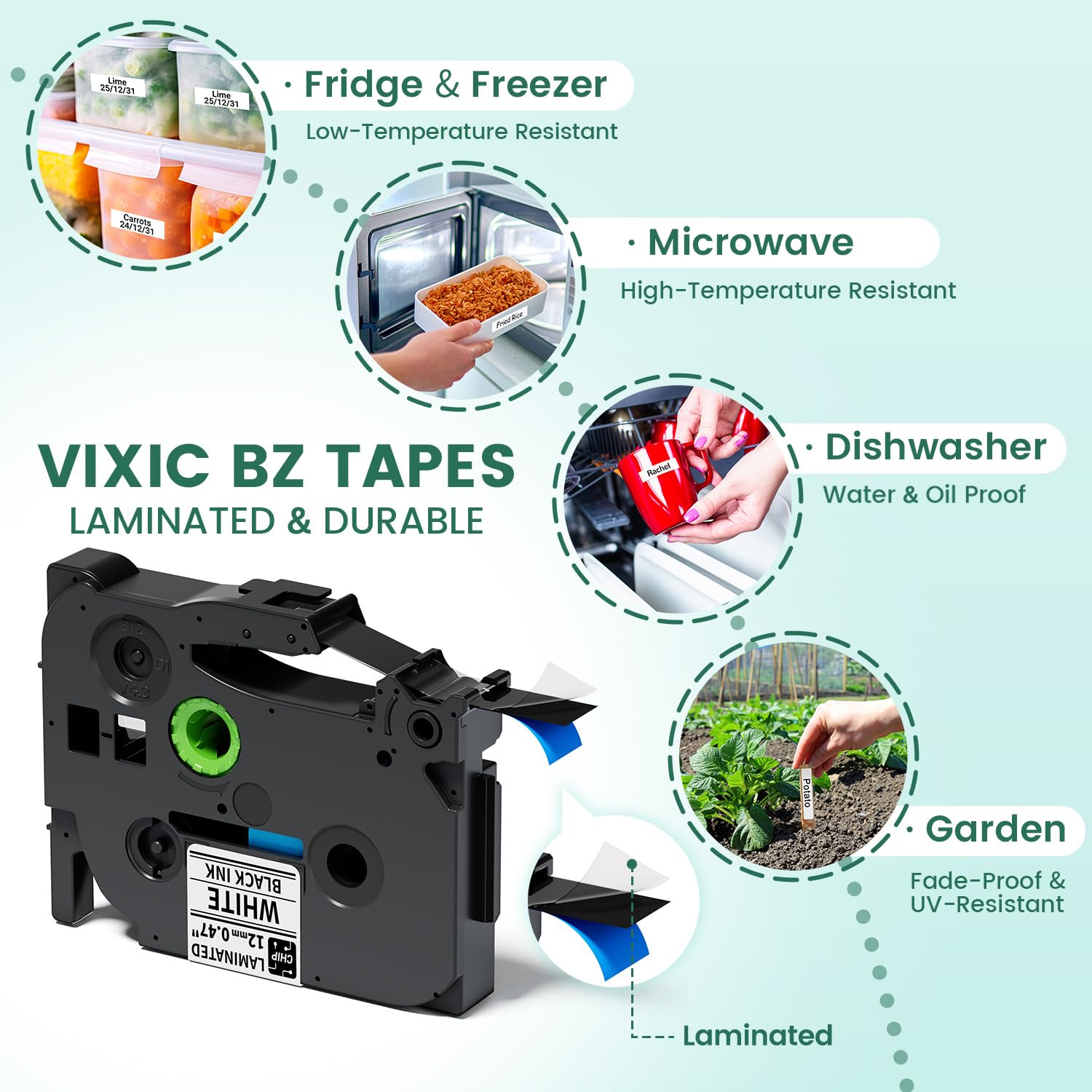 Vixic Label Maker, D210S Label Maker Machine with 4 Tapes, Keyboard Labeler