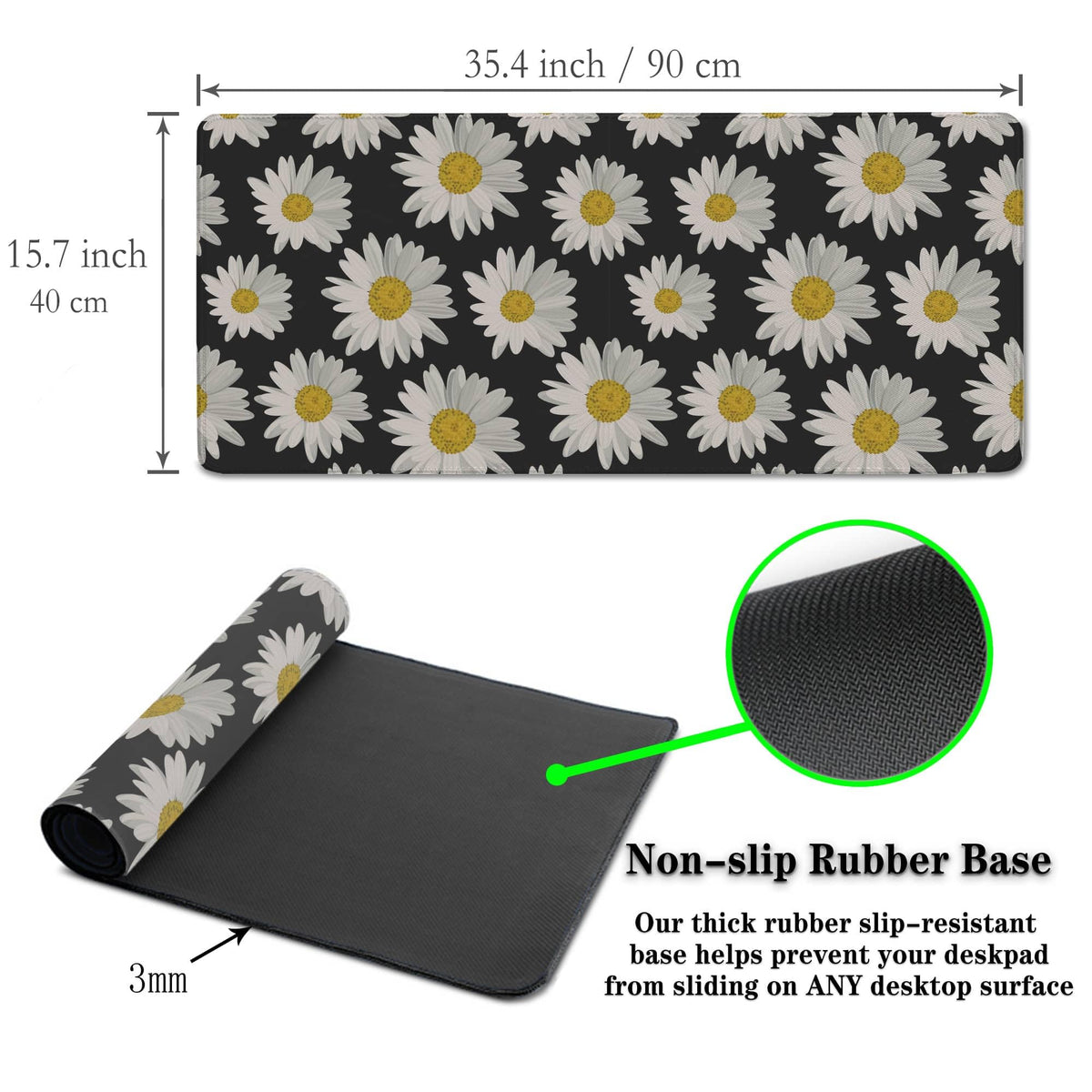 Samgula Big Mouse Pad Black Desk Pad Large Gaming Mousepads Pc Mouse Pads Office Items Non-Slip