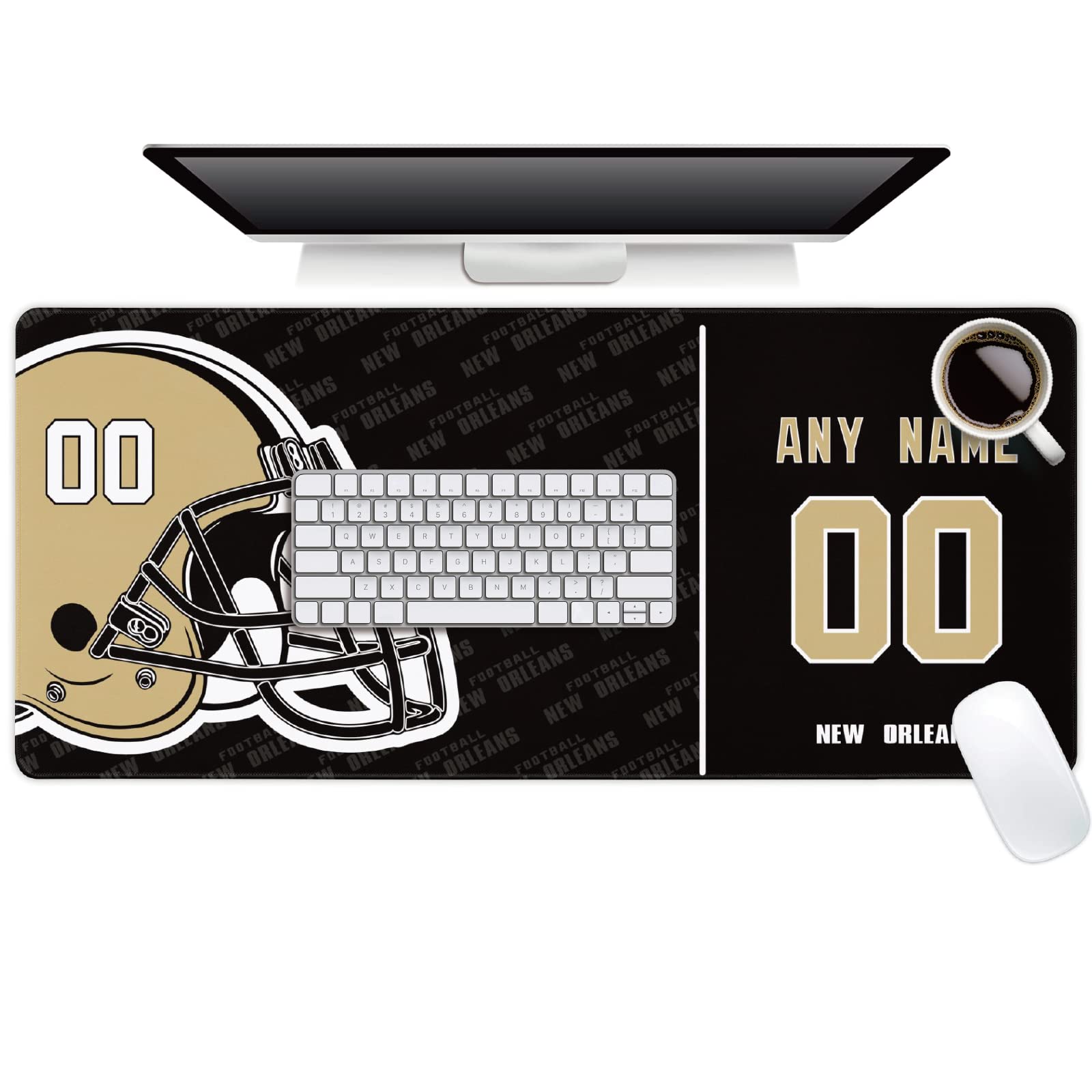 New Orleans Mouse Pad Custom Any Name and Number Desk Pad for Men Women Youth Gifts