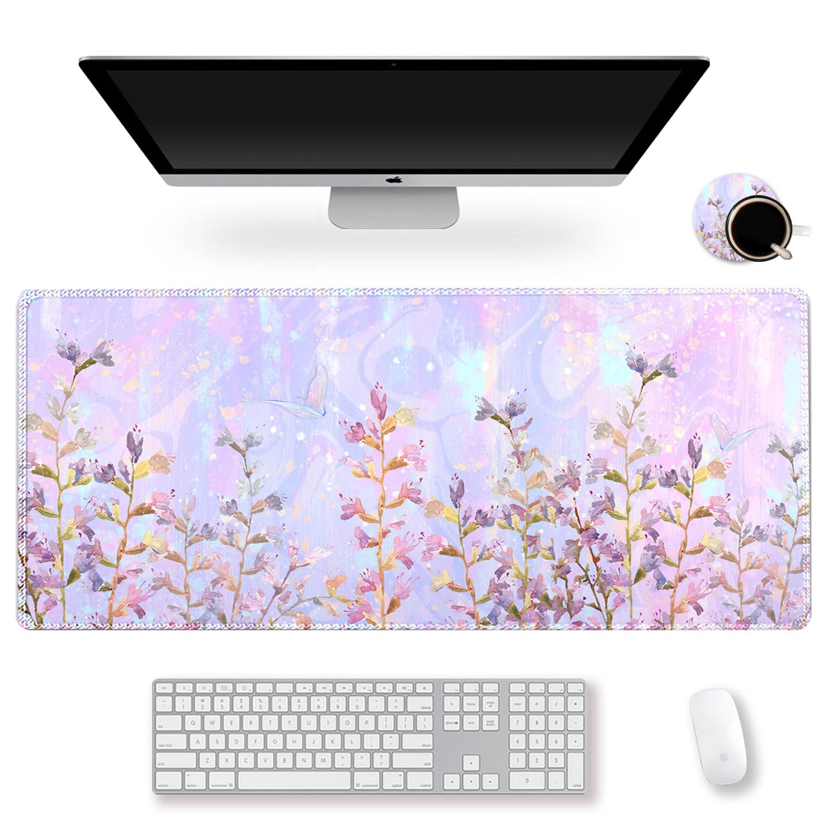 ARTSO Large Gaming Mouse Pad with Stitched Edges, XXL Extended Keyboard Mat Long Mousepad Desk