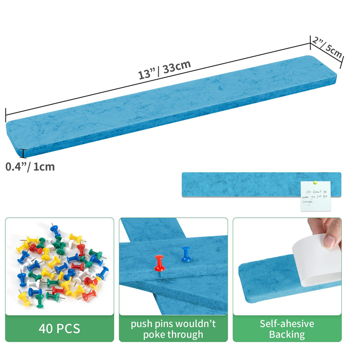 Cork Board for Walls - 8 Pack Felt Pin Board Bar Strips - Self-Adhesive Lightweight Bulletin Board