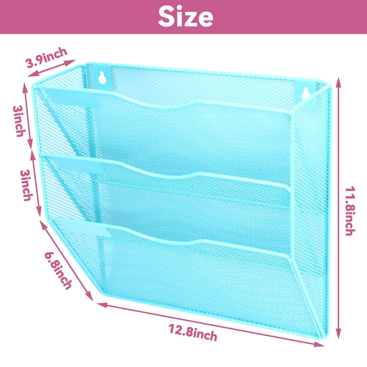 ideallife 3 Pockets Mesh Wall File Holder Organizer Office Hanging File Folder Magazine Rack