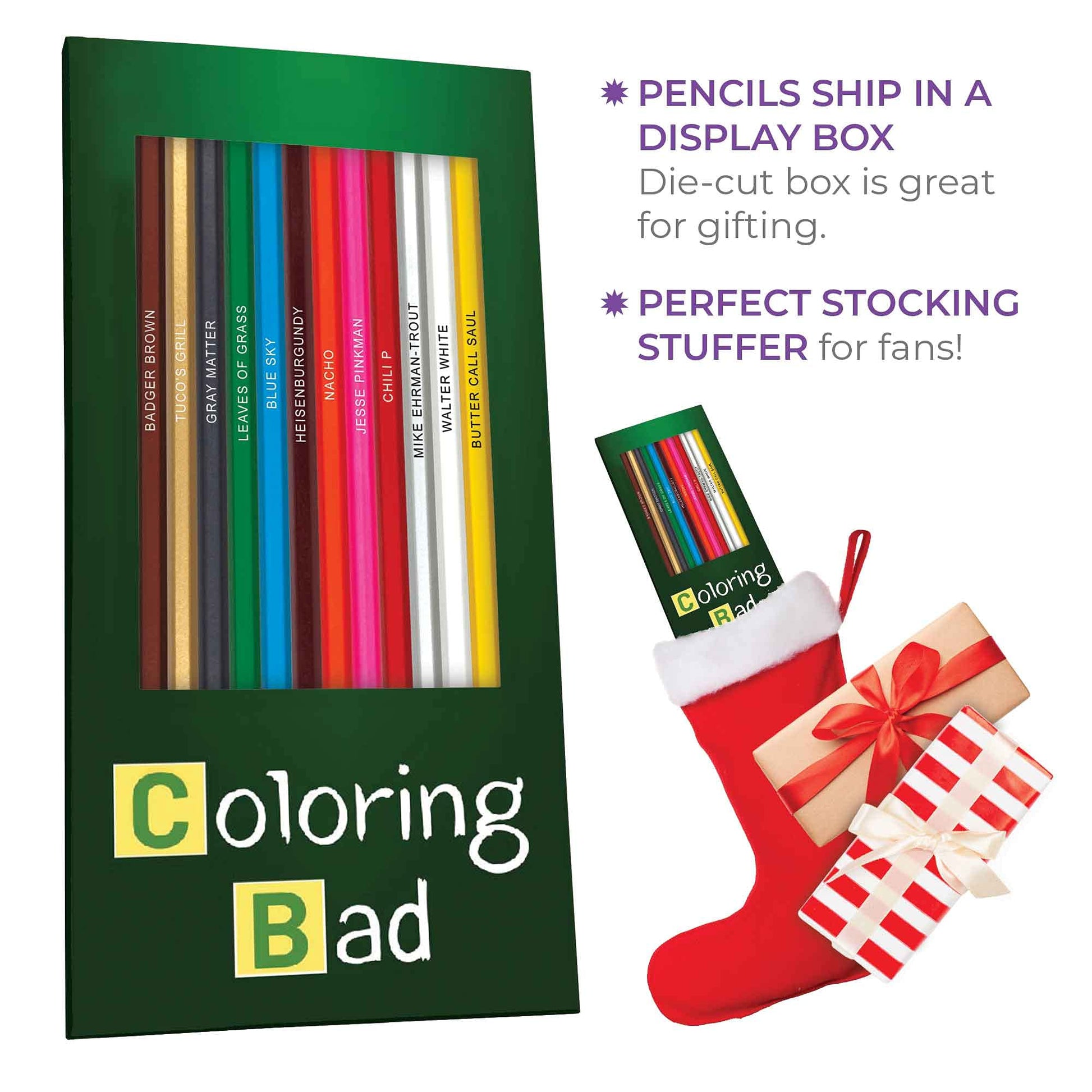 Pun Labs Breaking Bad Colors Colored Pencils - 12 Breaking Bad-Inspired Parody Pencil Set with