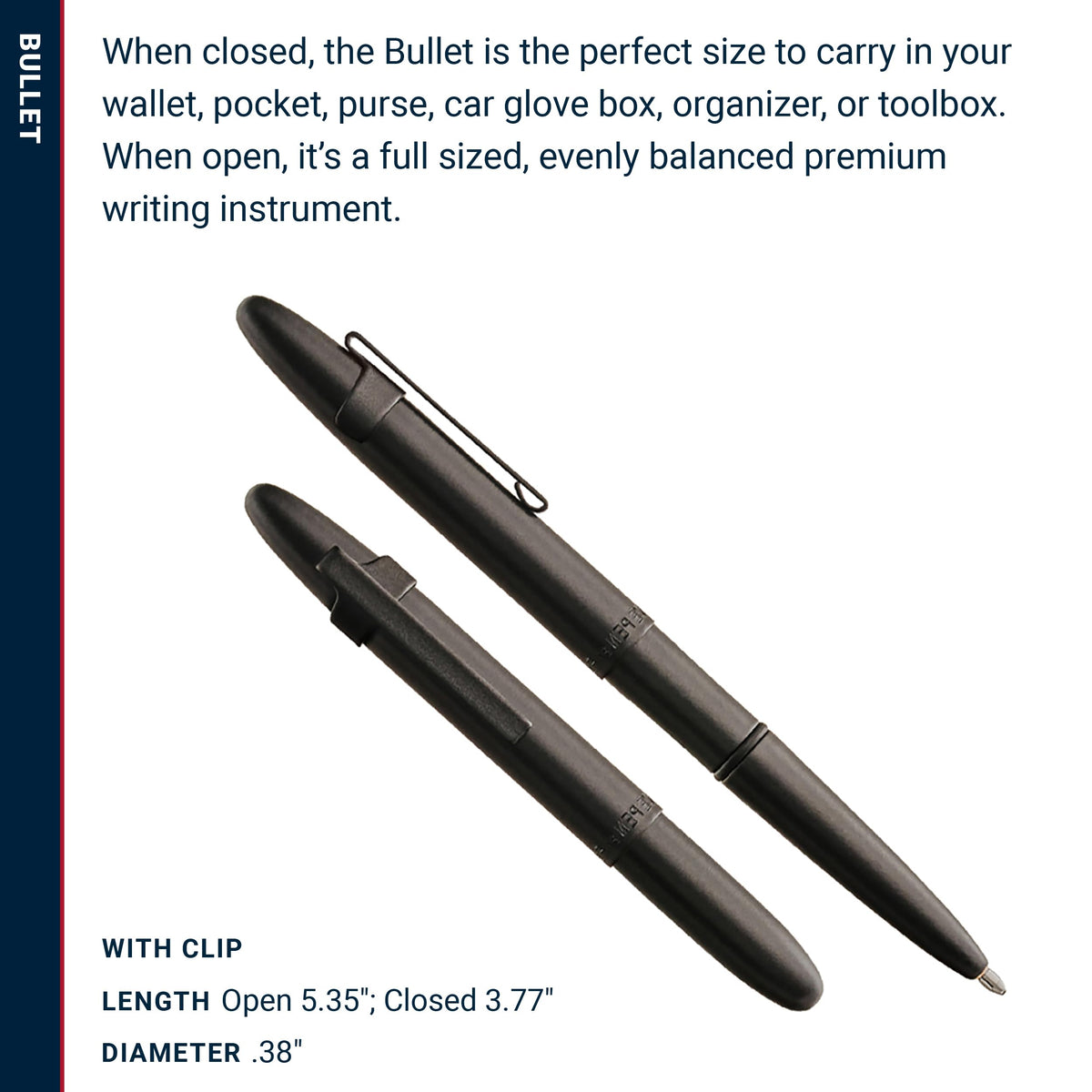 Fisher Space Pen Matte Black Pressurized Ballpoint Bullet Pen, Gift Box
