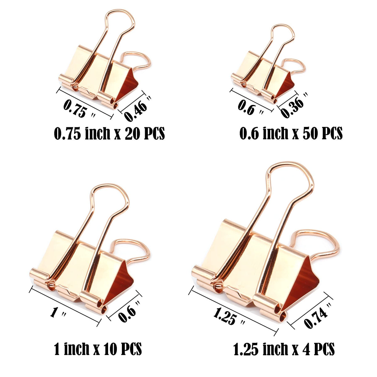 Binder Clip, Paper Binder Clips, Paper Clamps Assorted Sizes, (Large, Medium, Small, X-Small) Clips