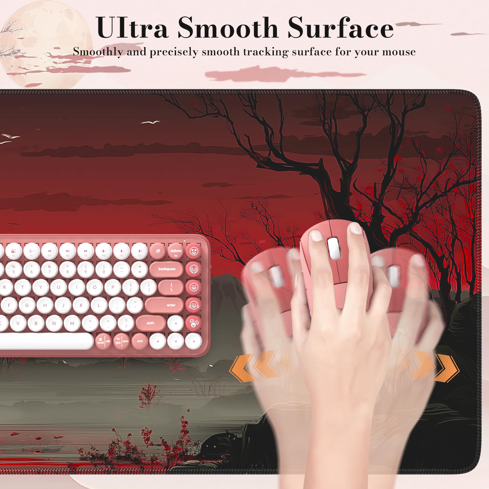 iCasso Desk Protector Mat, Large Japanese Mouse Pad, Full Moon