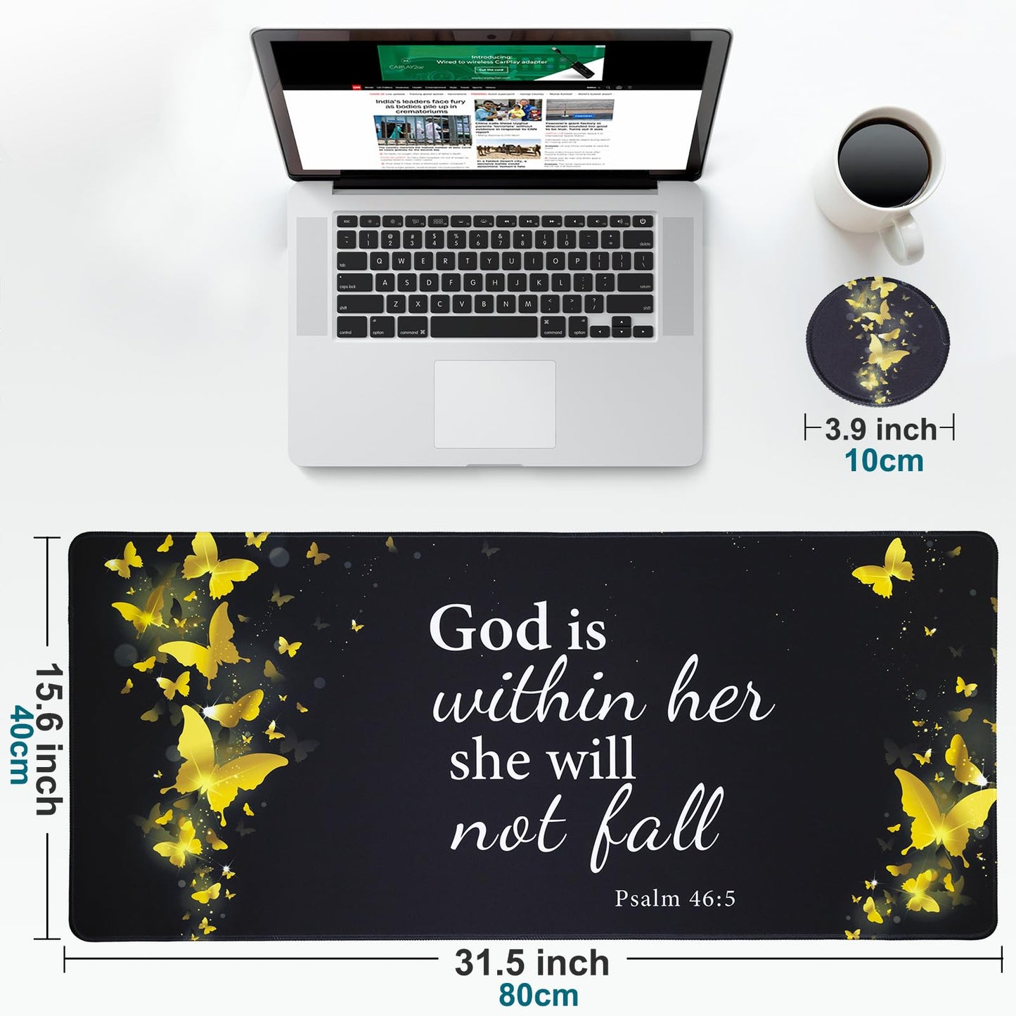 Large Gaming Mouse Pad with Coaster,Desk Matt for Desktop,Desk Mat-Gold