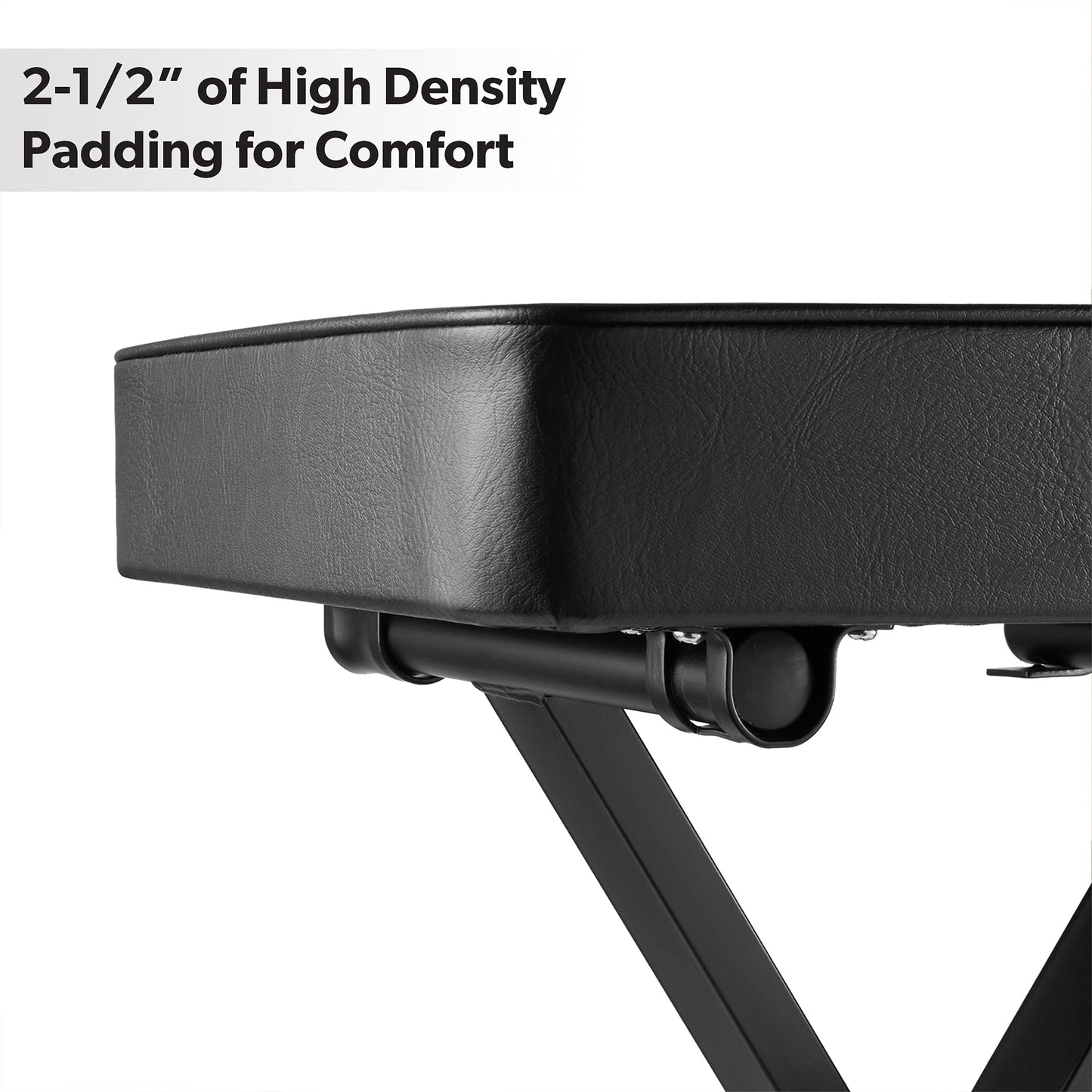 Hamzer Adjustable Padded Keyboard Bench, Heavy-Duty Foldable and Portable X-Style Stool Piano Seat