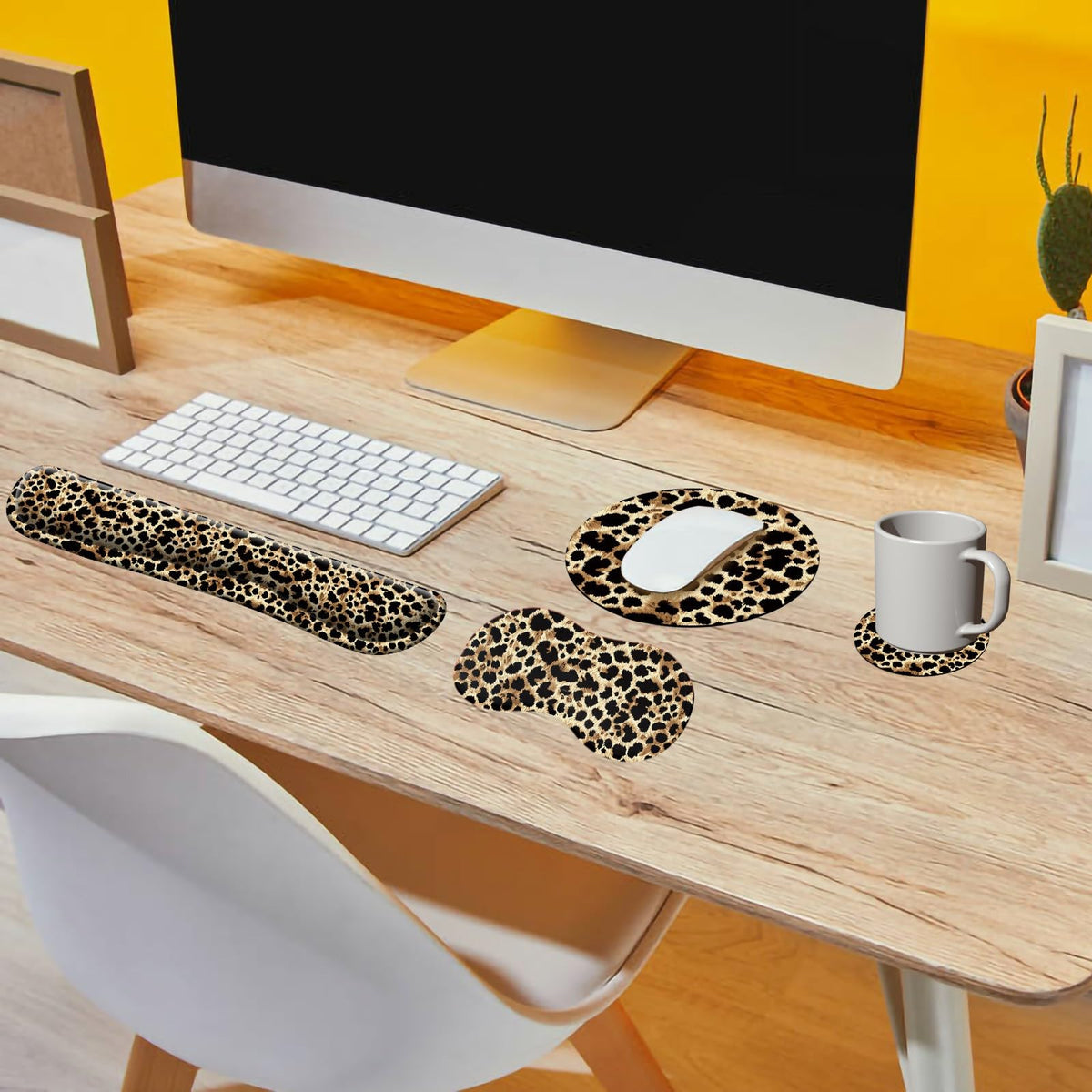 Keyboard Wrist Rest Pad + Mouse Wrist Rest + Gaming Mouse Pad + Coasters Ergonomic Memory Foam