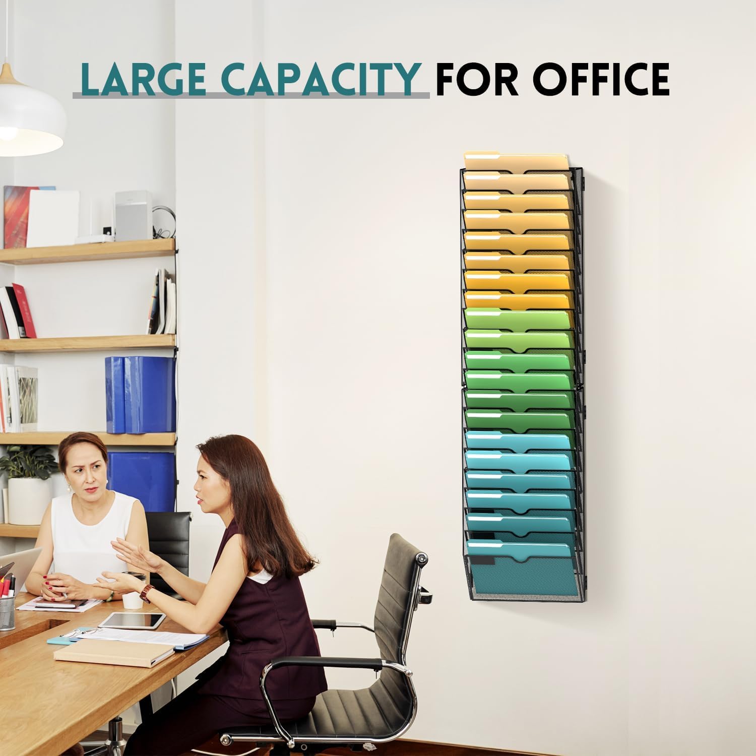 SUPEASY 20 Tier Wall File Organizer, Hanging Wall Mounted Mail Organizer with Label Slots, Metal