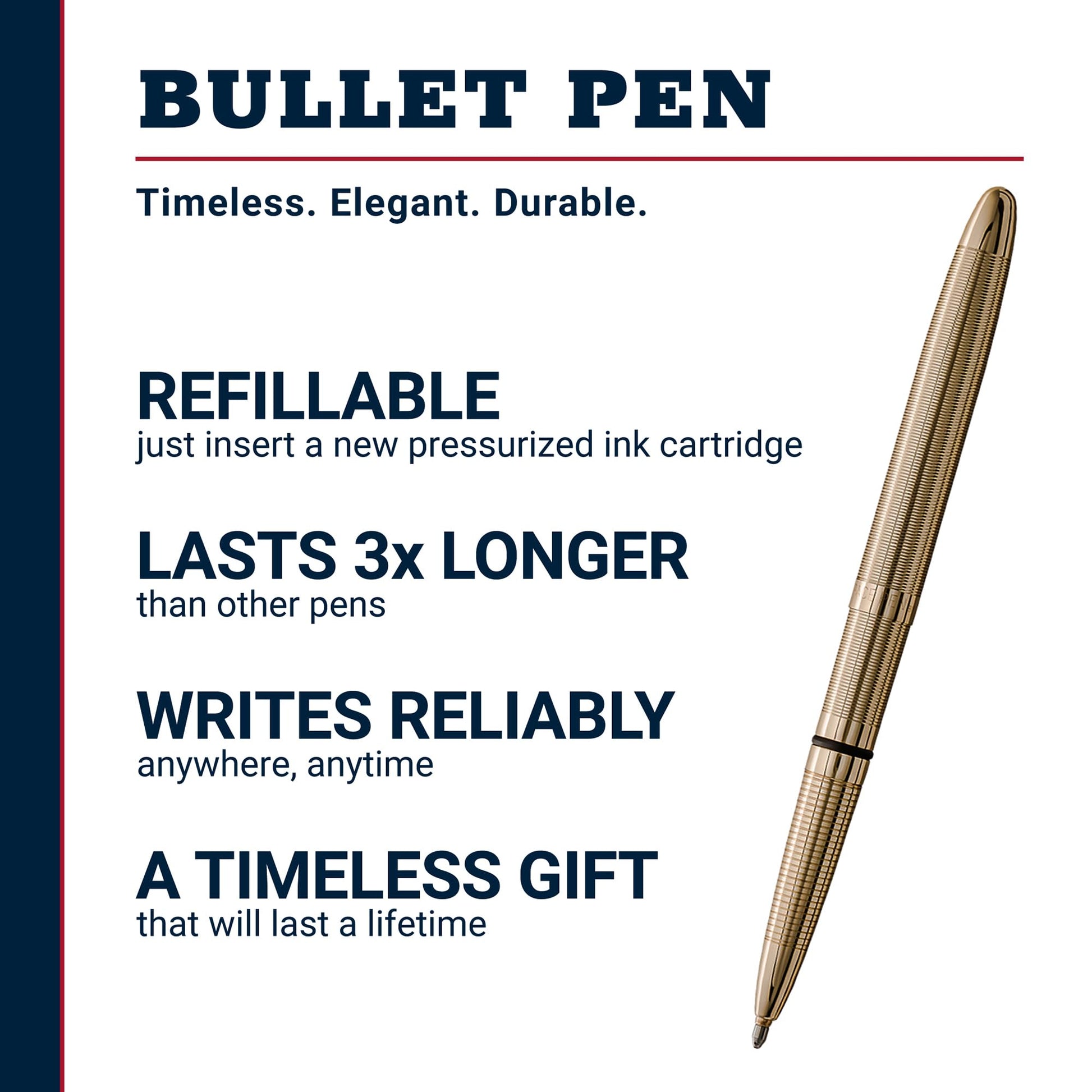 Fisher Space Pen Lacquered Brass Pressurized Ballpoint Bullet Pen, Gift Box