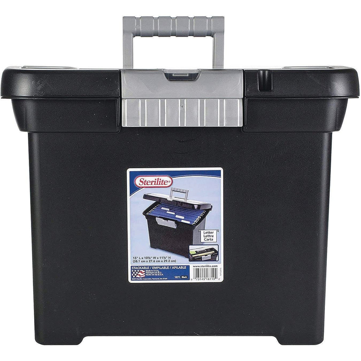 STERILITE Portable File Box, Black (ST1871-9004)