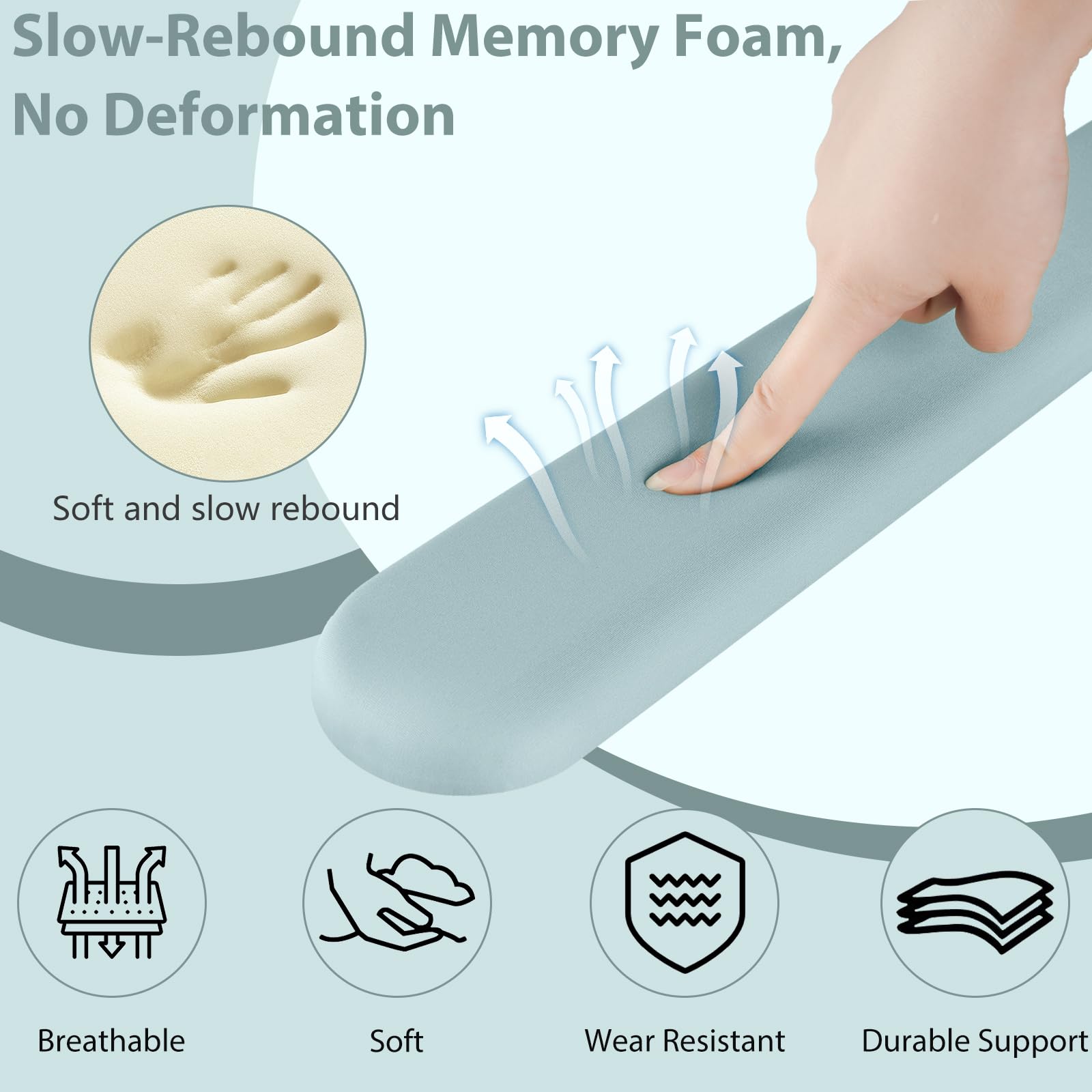 Sushret Mouse Pad and Keyboard Wrist Rest, 3-in-1 Gel Memory Foam Ergonomic Mouse Pad with Wrist