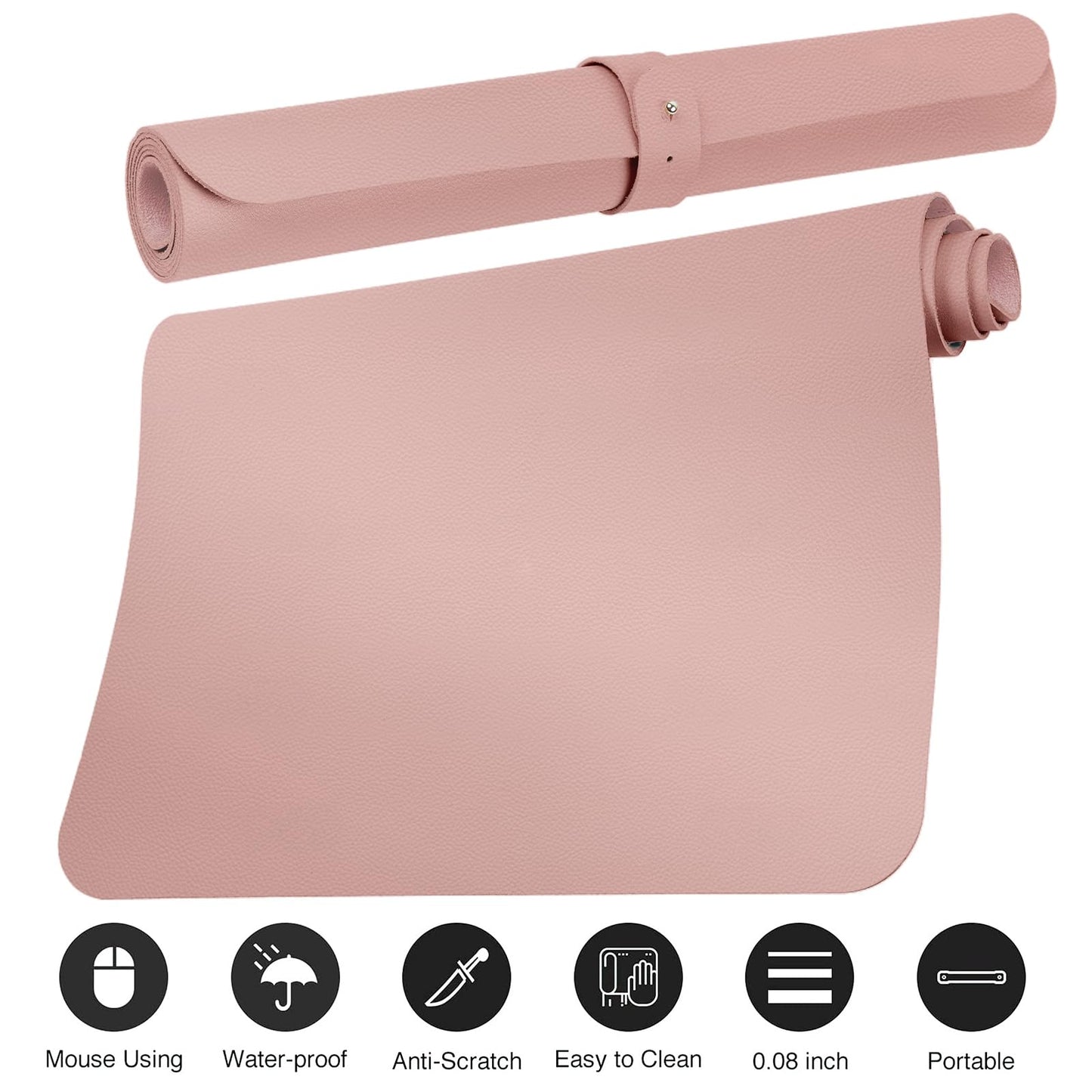 Boutilon Leather Desk Pad Protector,Non-Slip Mouse Pad,Laptop Desk Pad,Office Mouse Mat,Waterproof