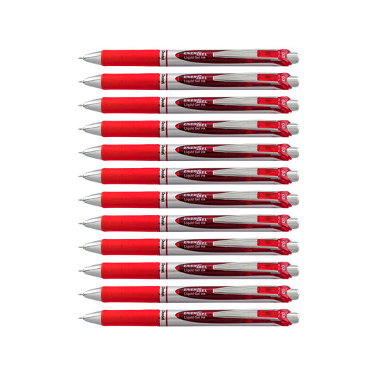 Pentel EnerGel RTX Retractable Liquid Gel Pen, Extra Fine Line, Needle Tip, Red Ink,12 pack