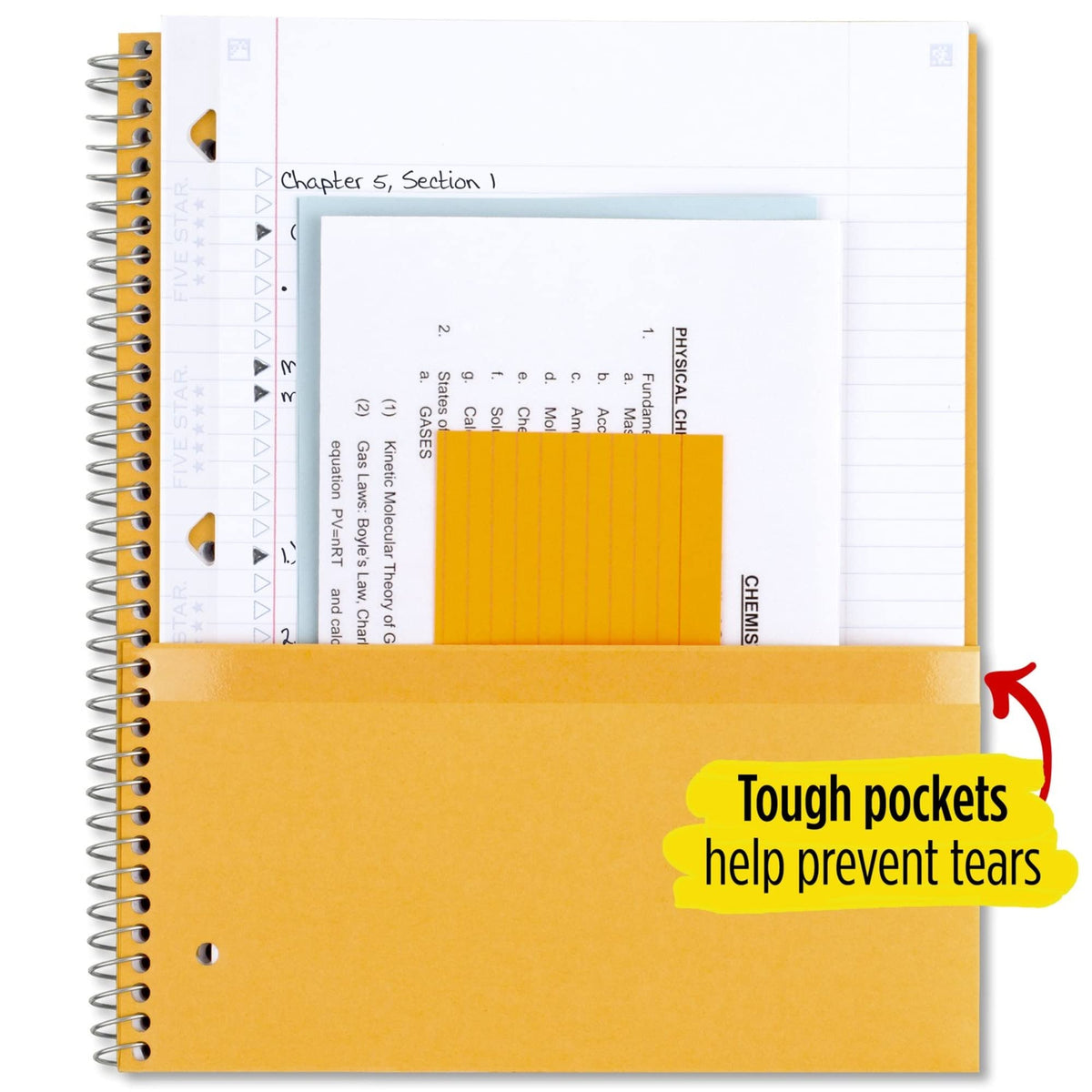 Five Star Spiral Notebook + Study App, 3 Subject, College Ruled Paper, 8-1/2" x 11", 150 Sheets