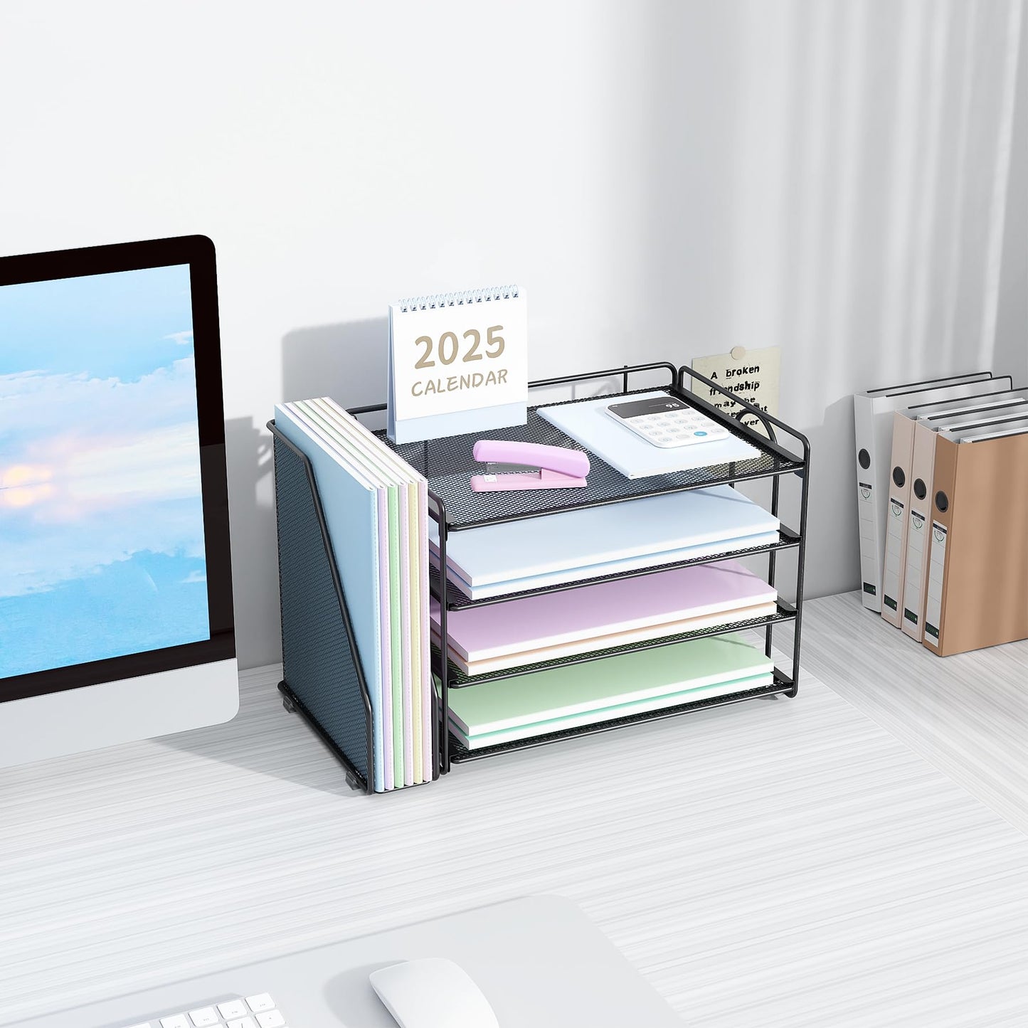 Spacrea 4-Tier Paper Organizer for Desk with File Organizer