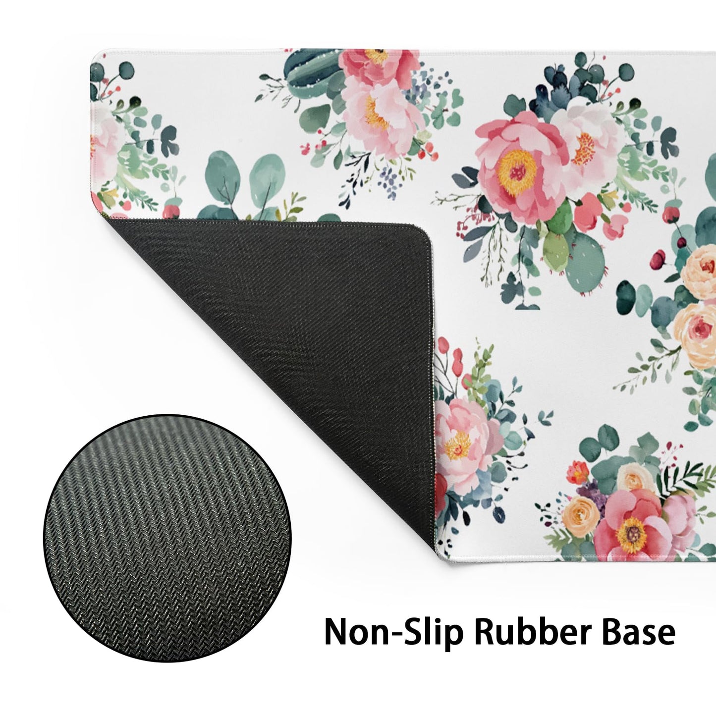 Pink Floral Mouse Pad Large Watercolor Pink Floral Mouse Pad Extended Non-Slip Mousepad with