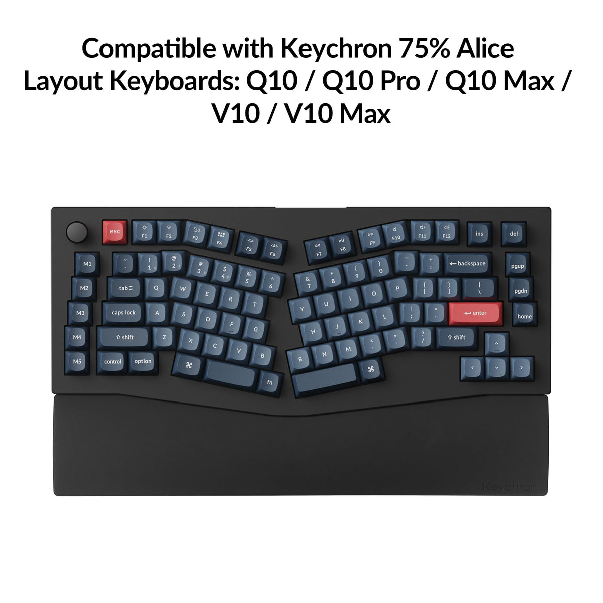 Keychron Black Silicone Wrist & Palm Rest, 14.96" for 75% Alice Layout Mechanical Keyboards (Q10 /