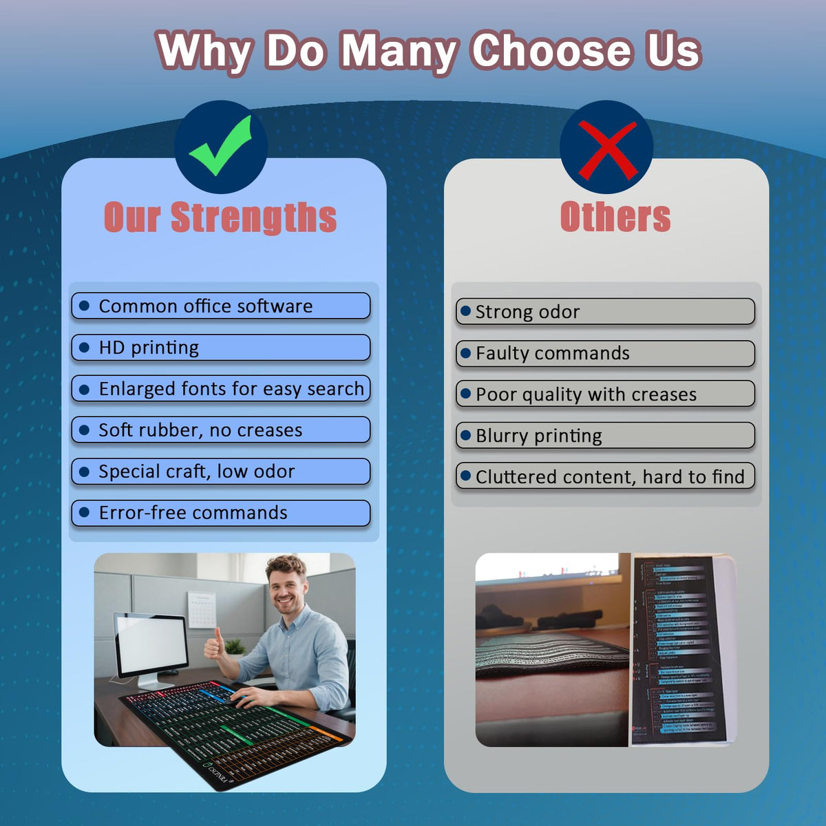CSCPNRA Excel Cheat Sheet Desk Pad - Large Office Mouse Pad (35.4 * 15.7 * 0.12 in)