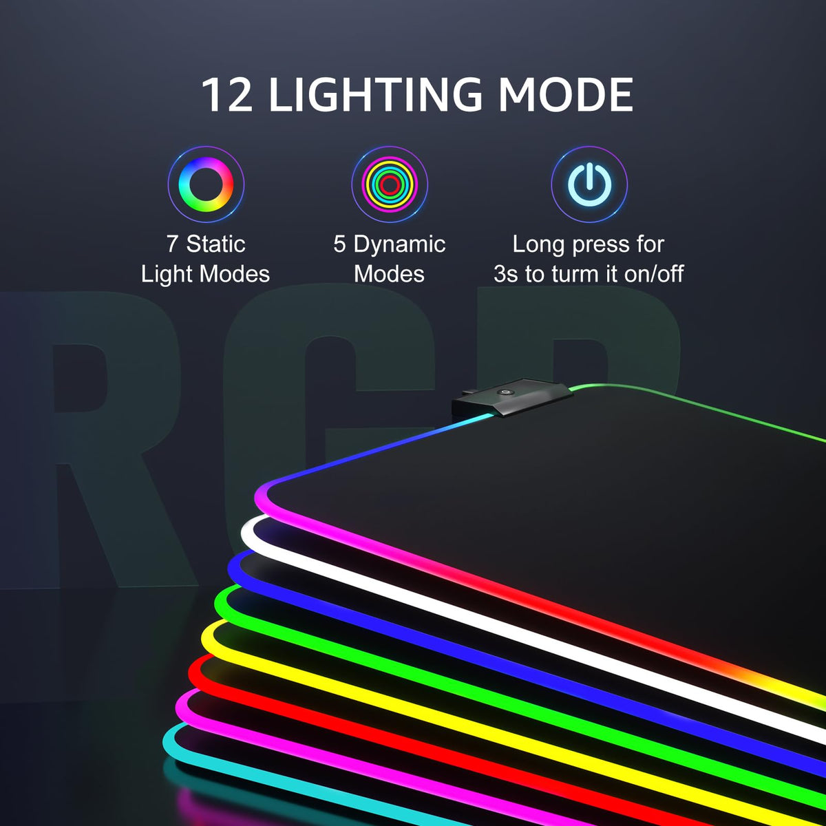 KTRIO RGB Large Gaming Mouse Pad, 31.5 x 11.8 in, RGB Black, XL