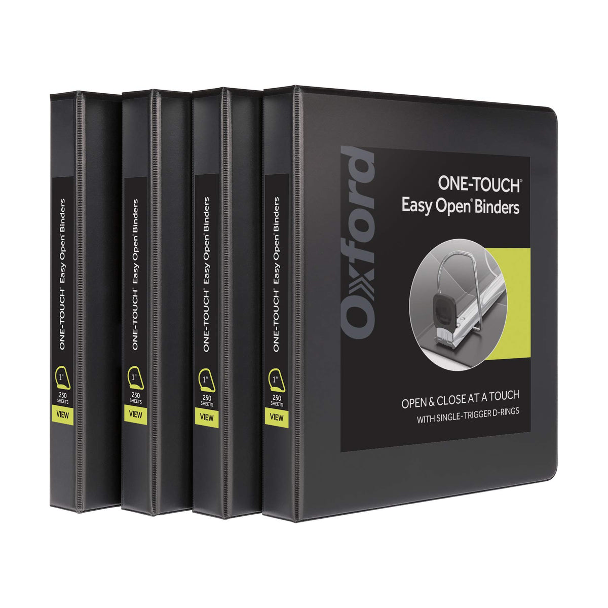 Oxford 3 Ring Binders, 1 inch ONE-Touch Easy Open D Rings, Durable Binders for School and Office