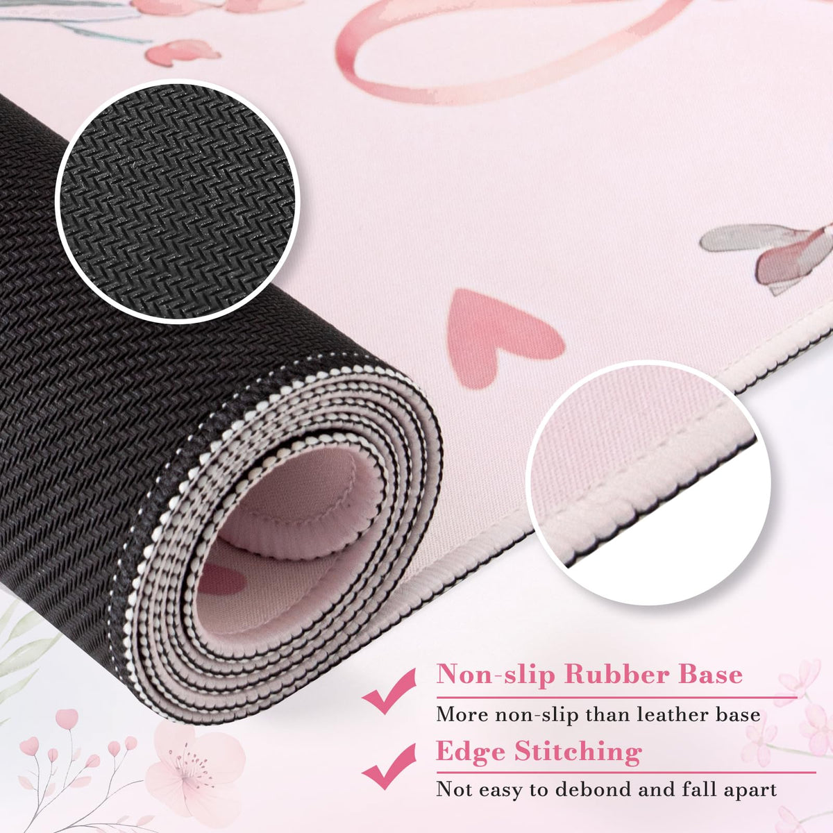 HAOCOO Pink Coquette Desk Mat, 35.4" x 15.7" Mousepad for Office Aesthetics