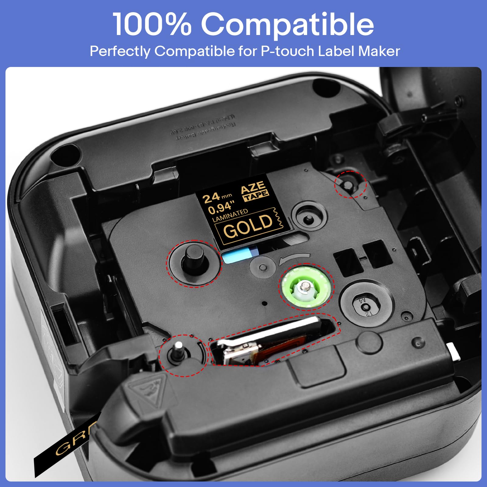 GREENCYCLE 3 Pack Compatible for Brother P-Touch Label Maker Tape TZe-354 TZ-354 24mm 0.94