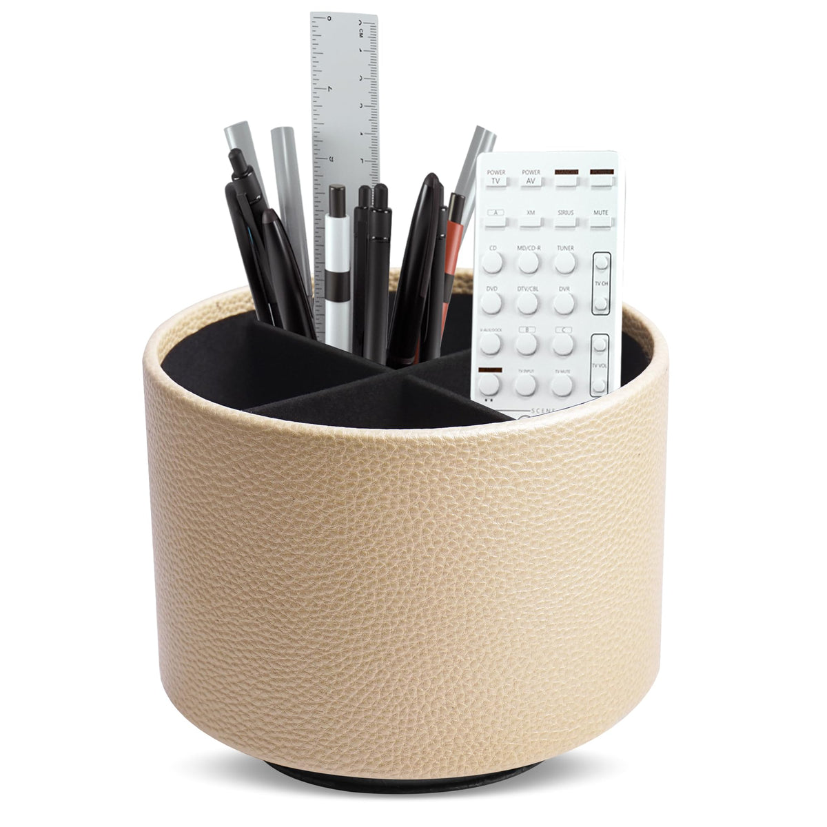 Hennaja Round Leather Art Supply Organizer,Remote Control Holder,360 Degree