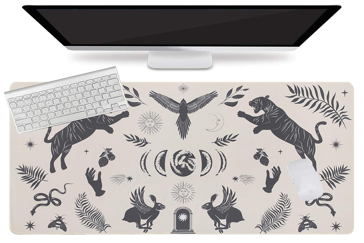 L-SPOUTTO Mystical Desk Mat for Keyboard and Mouse,XXL Gaming Mouse Pad