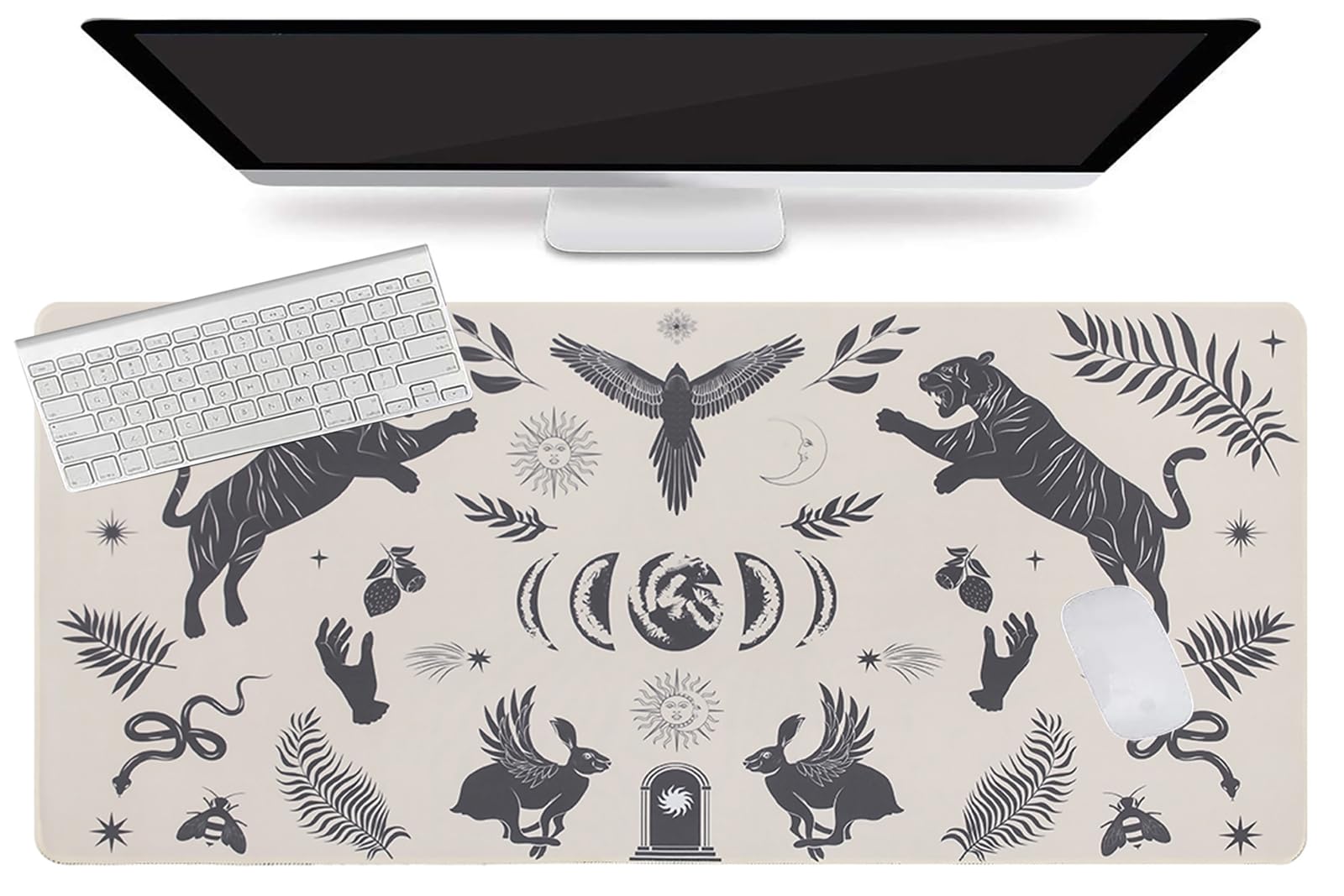 L-SPOUTTO Mystical Desk Mat for Keyboard and Mouse,XXL Gaming Mouse Pad