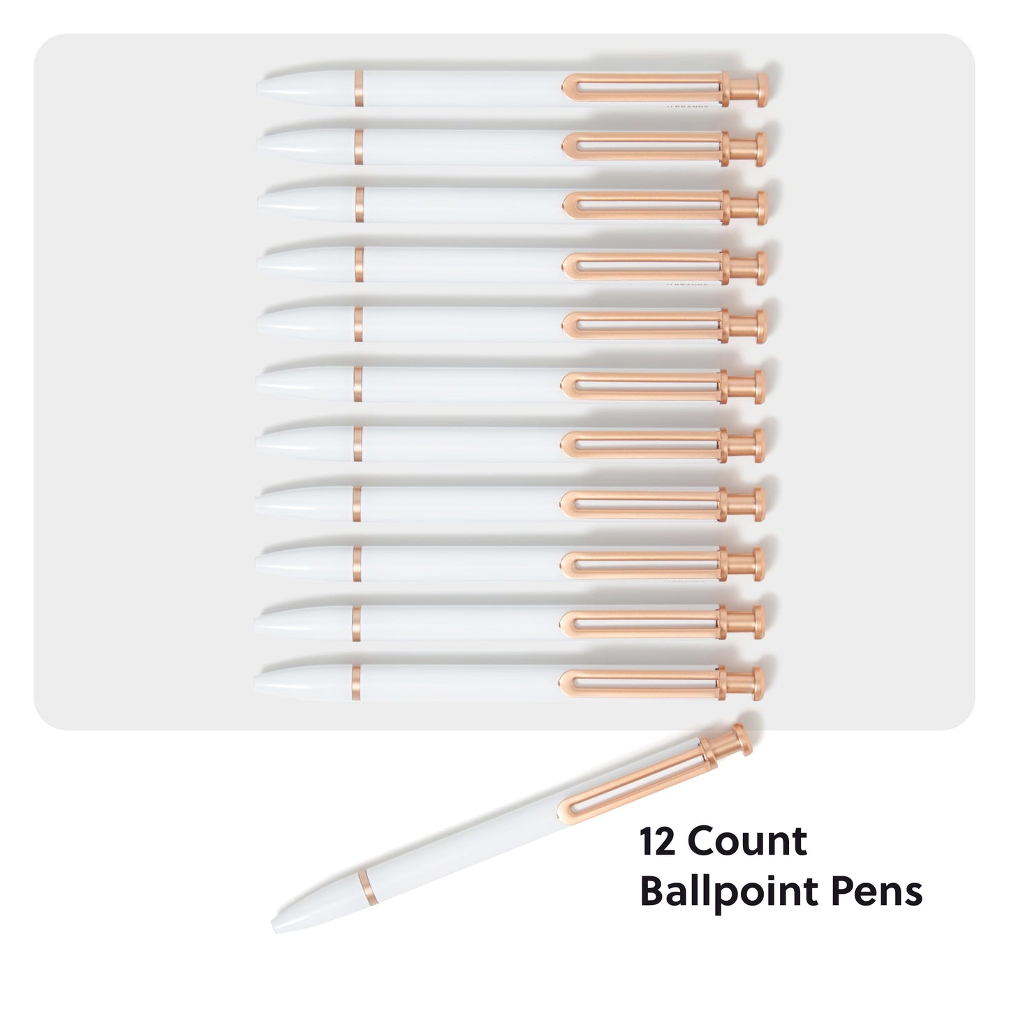 U Brands Monterey Ballpoint Pens, Set of 12, White and Rose Gold, Bold (1.0 mm) Point, Black Ink