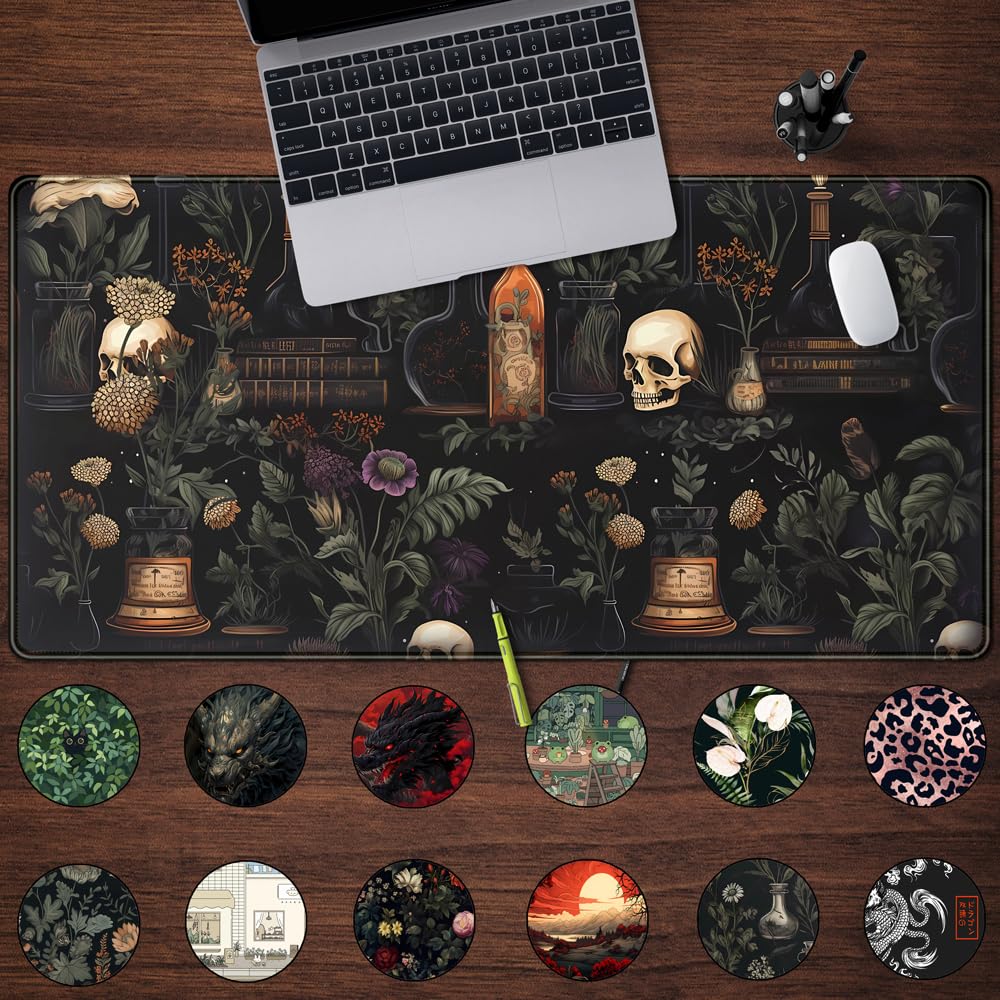 Vintage Aesthetic Desk Mat Black Academia Desk Mouse Pad XL Extended Large Gaming Desk Mousepad