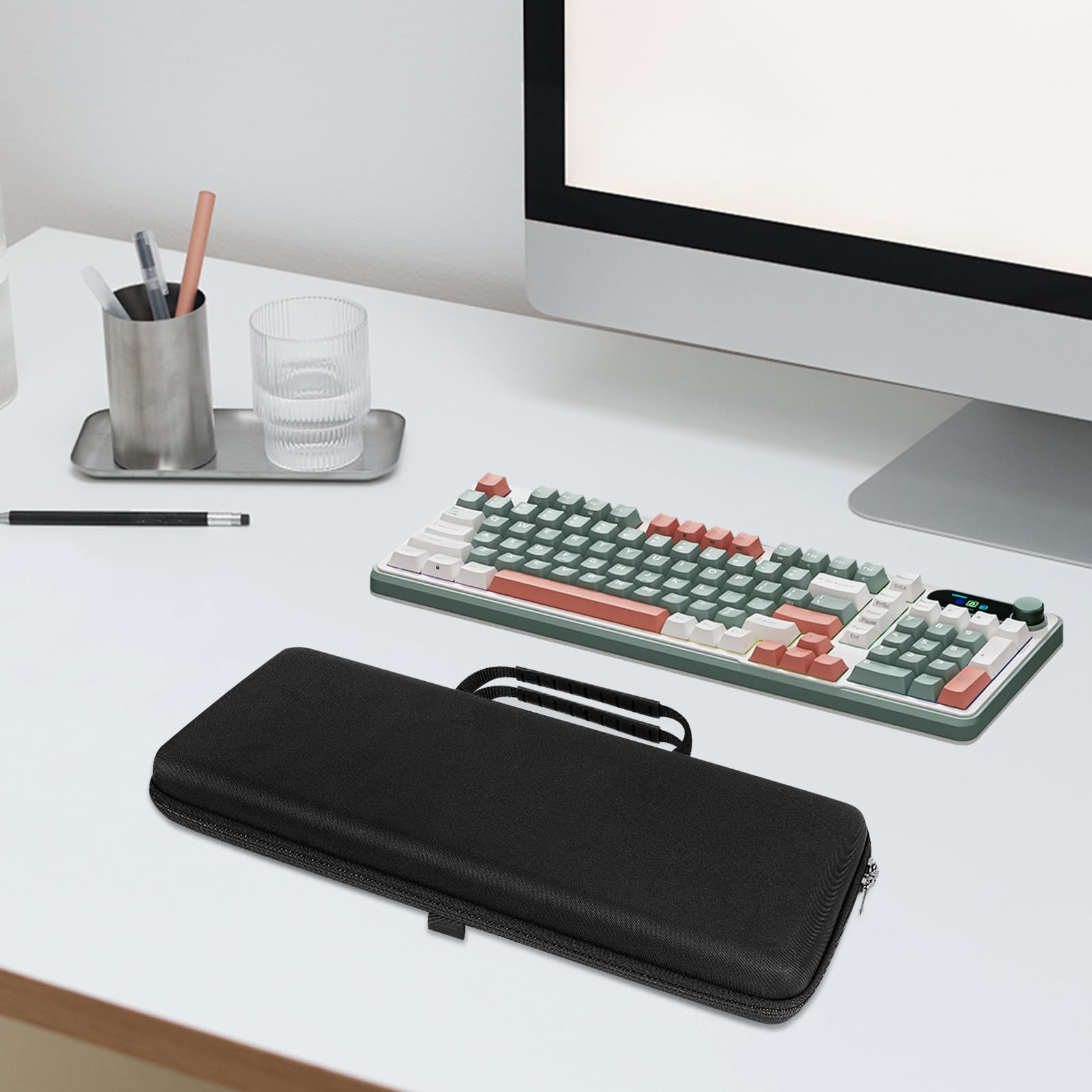 Linkidea Hard Travel Case for Compact 90%-96% Keyboard, Computer 100 Key Wireless/Wired Keyboard