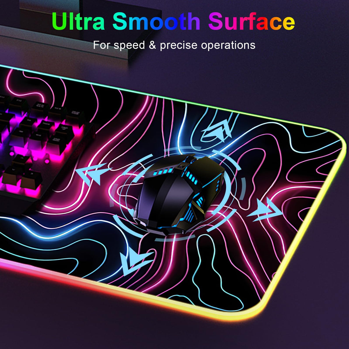 Mouse Pad 31.5 X 11.8 Inches RGB Mouse Mat with 13 Light Modes
