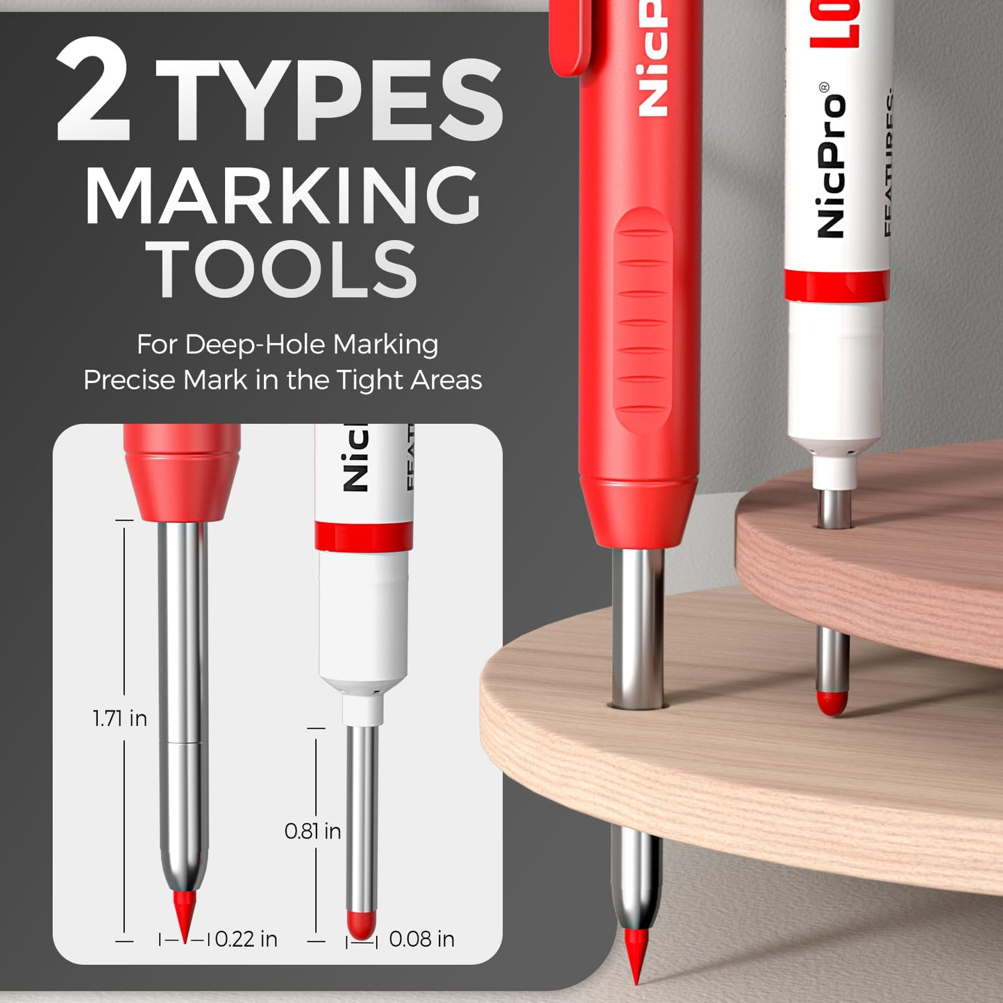 Nicpro 3 Pack CP1000 Carpenter Pencils with Sharpener