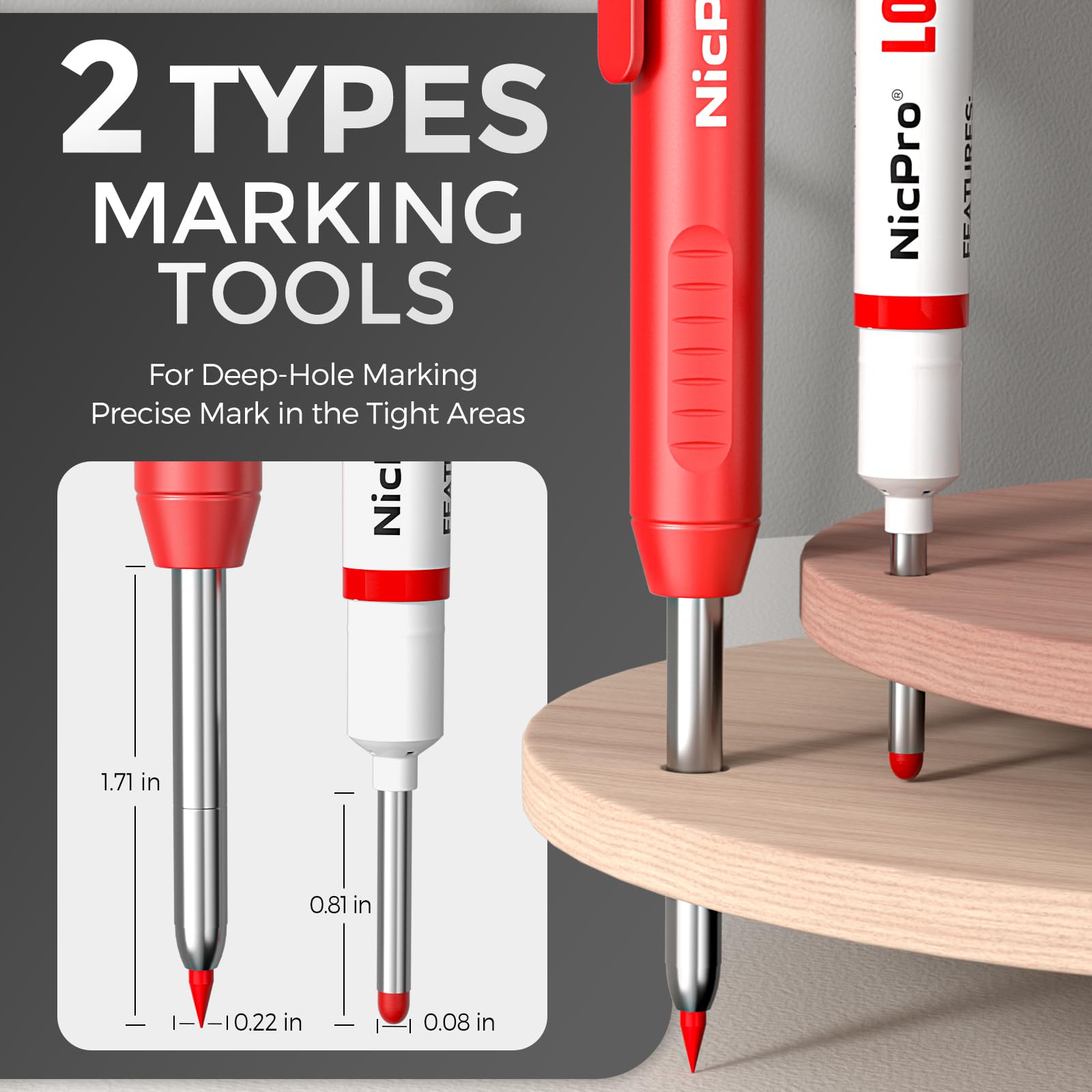 Nicpro 3 Pack CP1000 Carpenter Pencils with Sharpener