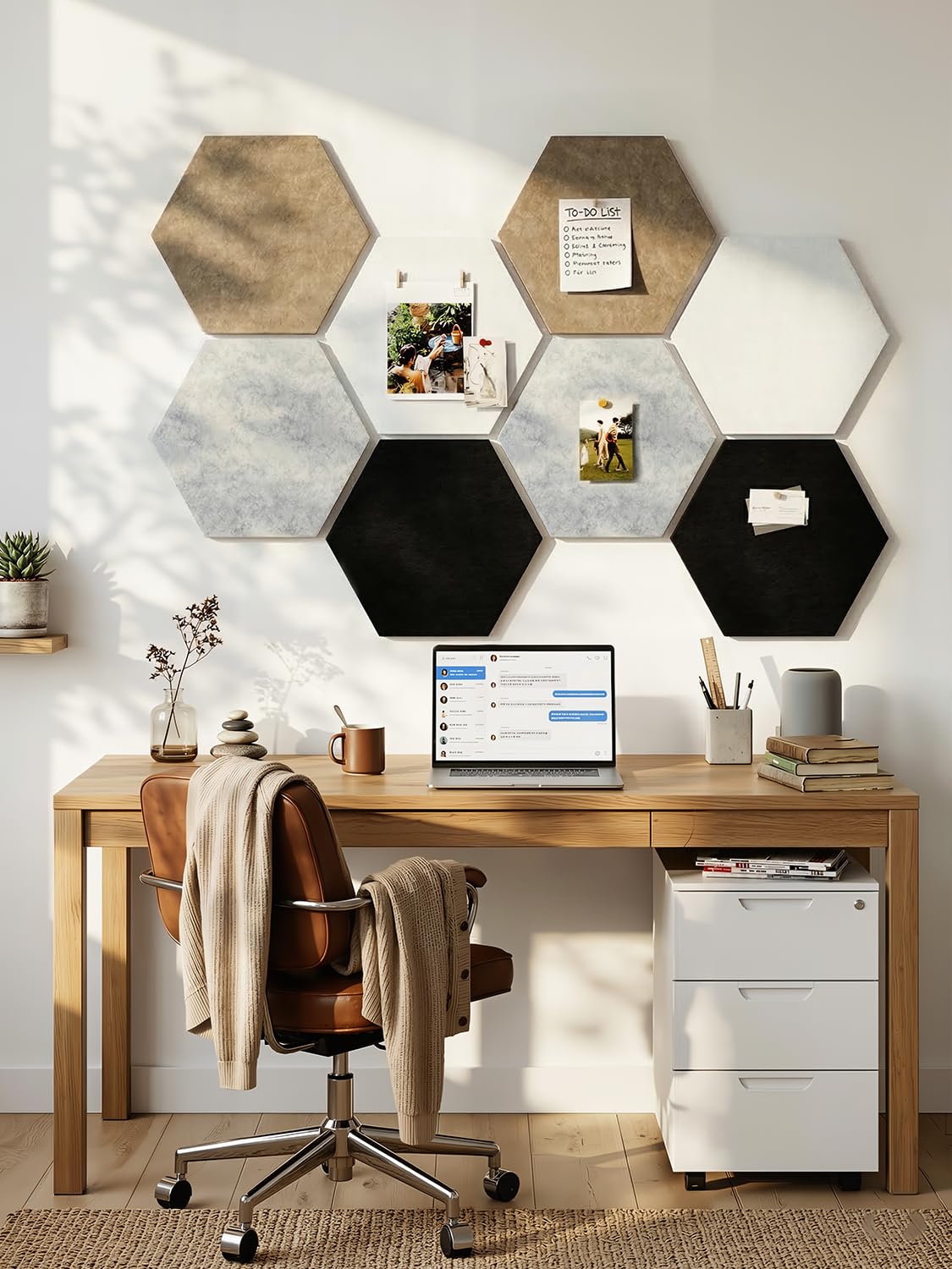 Uoisaiko 8-Pack Hexagon Felt Bulletin Board Tiles, Cork Board Alternative