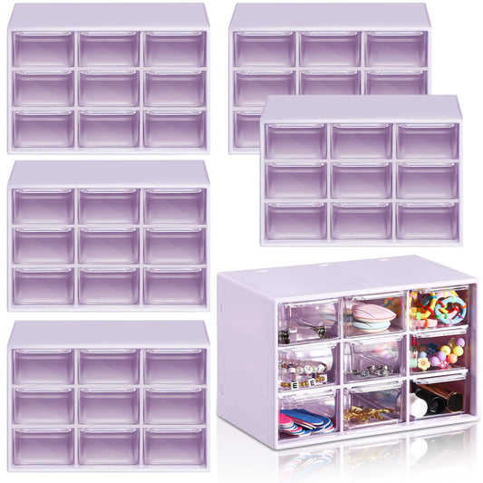 Amyhill 6 Pcs Mini Drawer Organizer Small Organizer with 9 Drawers Plastic Desktop Craft Storage