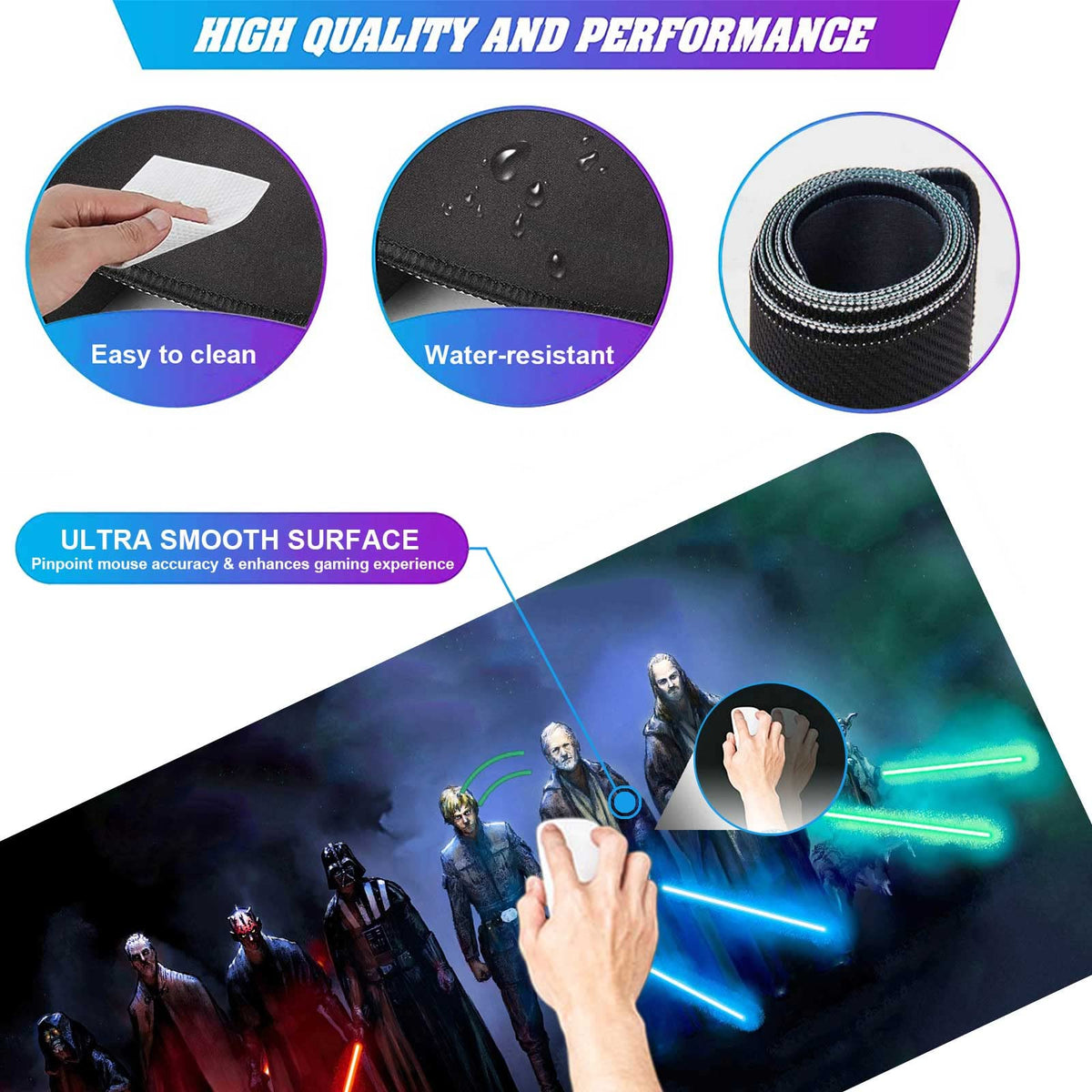 Extra Large Gaming Mouse Pad Custom Mousepad with Non-Slip Rubber Base,Stitched Edges Mouse