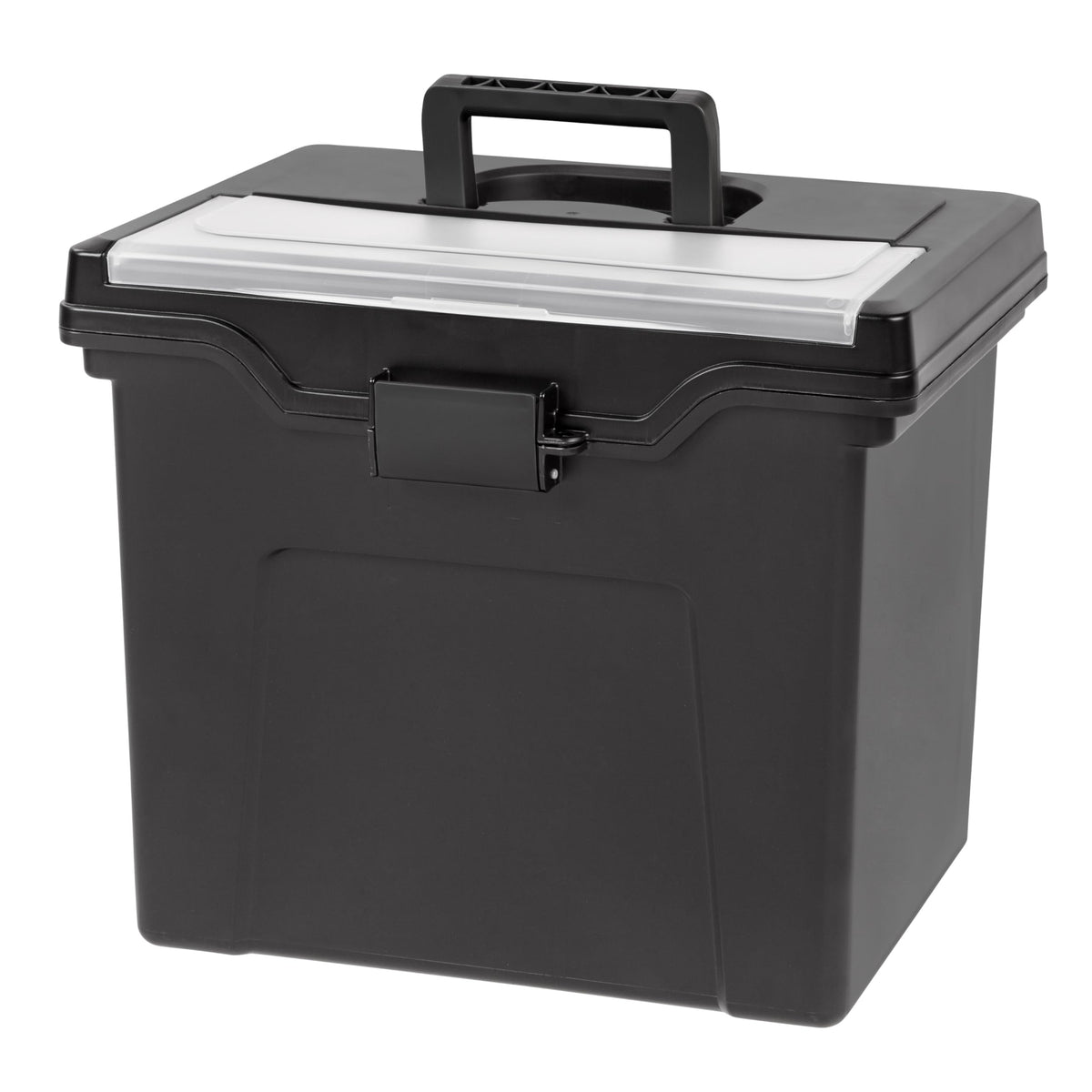 IRIS USA File Box Organizer with Lid, Letter File, Portable Handle, Black