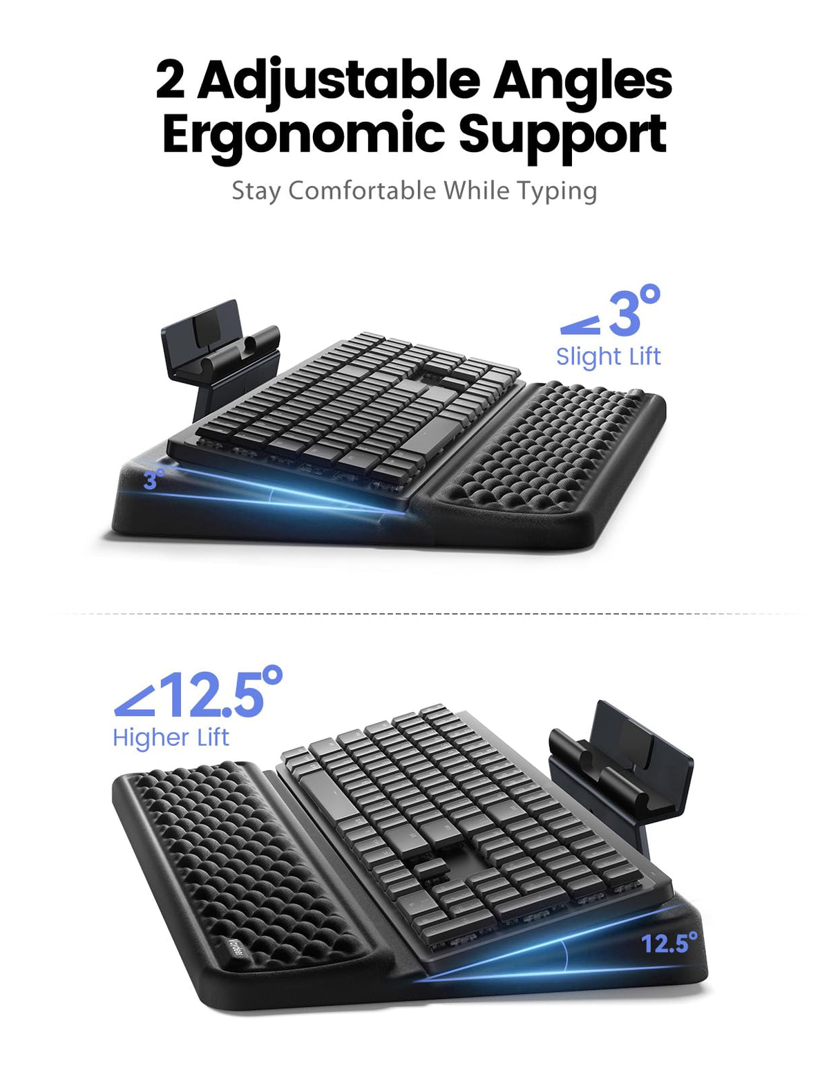 Vaydeer 4-in-1 Keyboard Wrist Rest, Keyboard Stand Adjustable Phone Holder