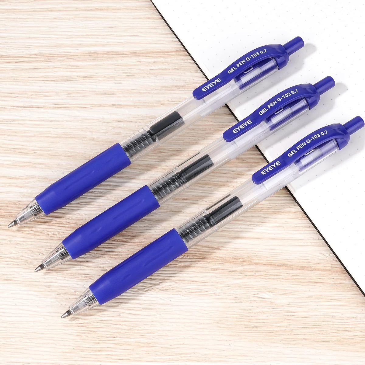 EYEYE G-103 Retractable Gel Pens 0.7mm, 50 Pack 0.7 mm Blue Ink Medium Point Ballpoint Pen Quick