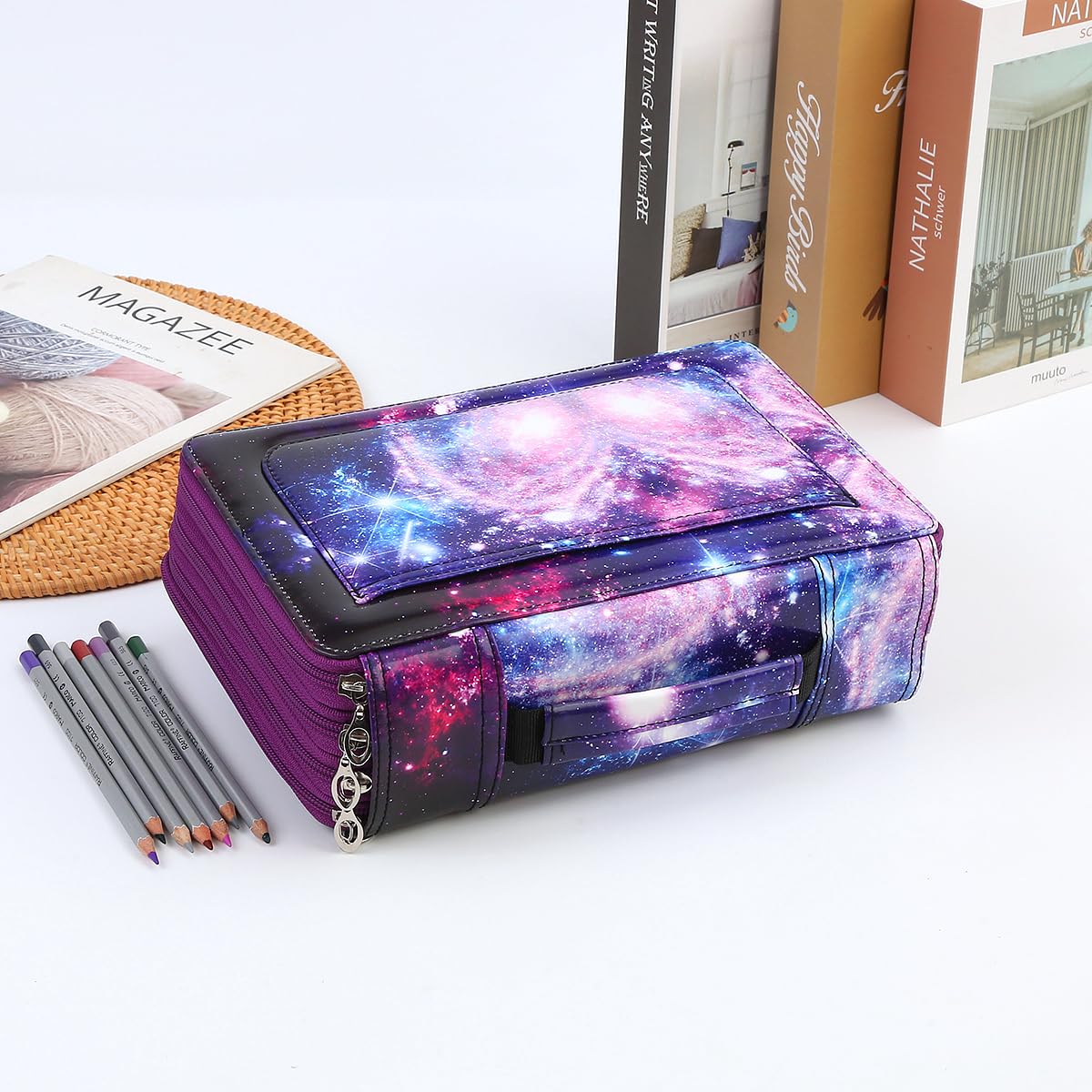 Lbxgap 200 Individual-Slots Pencil Case 4-Layer Zipped Holder w/Handle